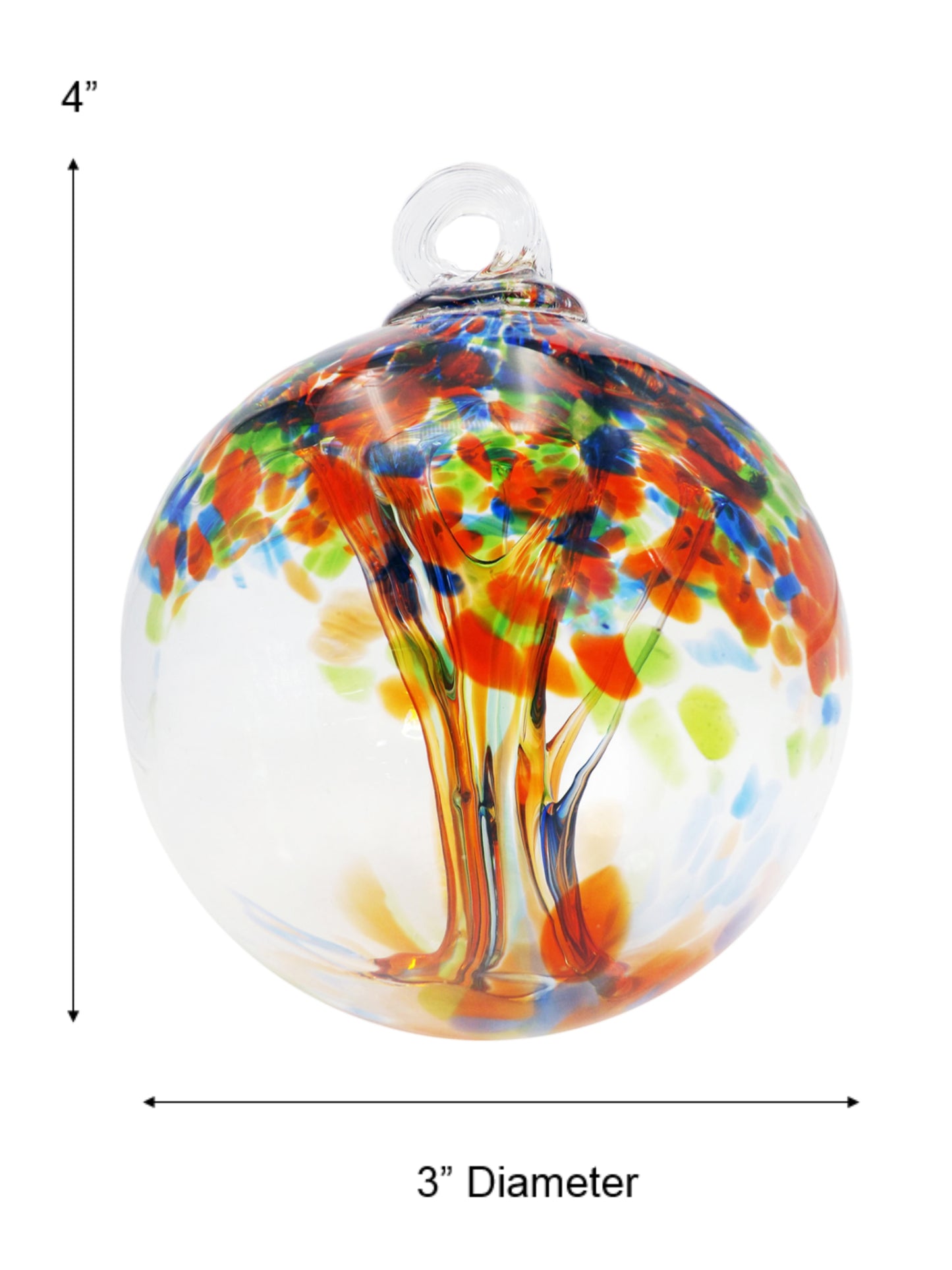 Rainbow Tree of Life Royal 3 Inch Hand Blown Decorative Glass Ornament