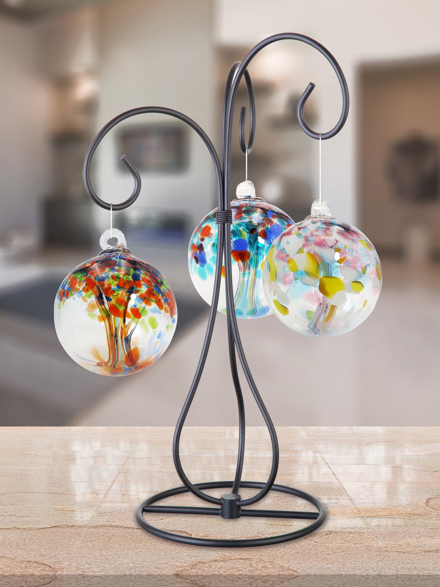 Rainbow Tree of Life Royal 4 Inch Hand Blown Decorative Glass Ornament