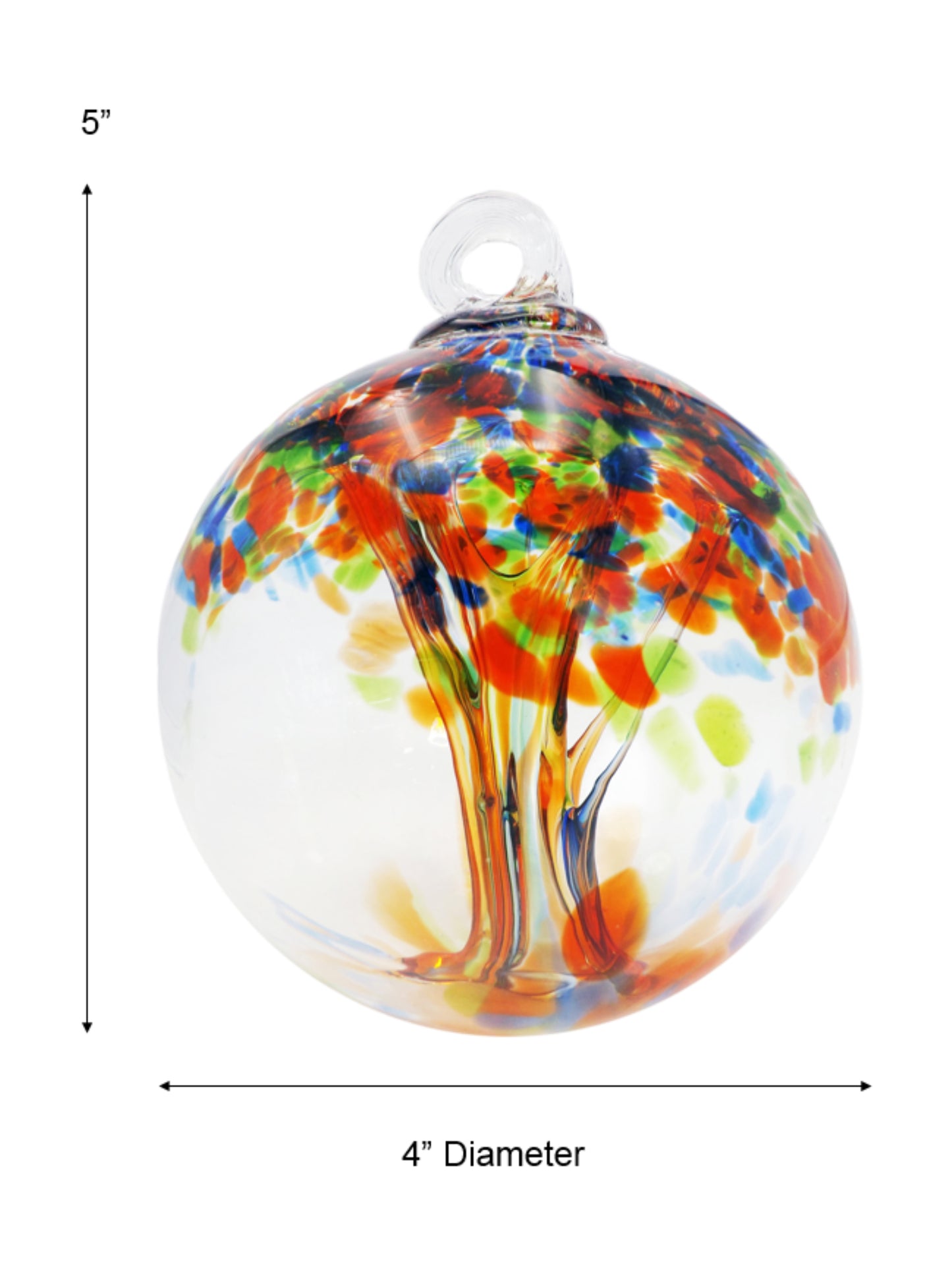 Rainbow Tree of Life Royal 4 Inch Hand Blown Decorative Glass Ornament