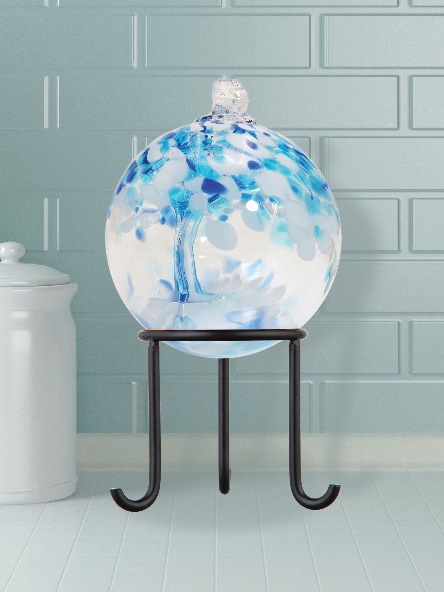 Rainbow Tree of Life Aqua 3 Inch Hand Blown Decorative Glass Ornament