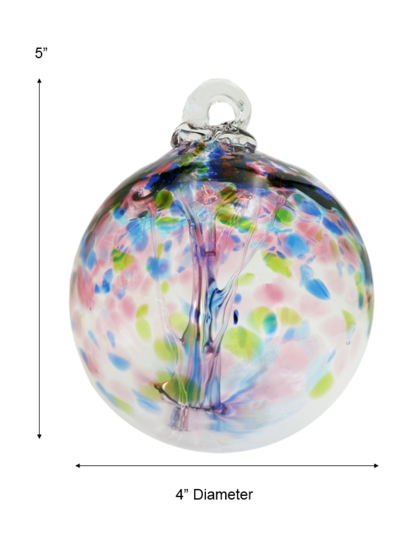 Rainbow Tree of Life Hope 4 Inch Hand Blown Decorative Glass Ornament