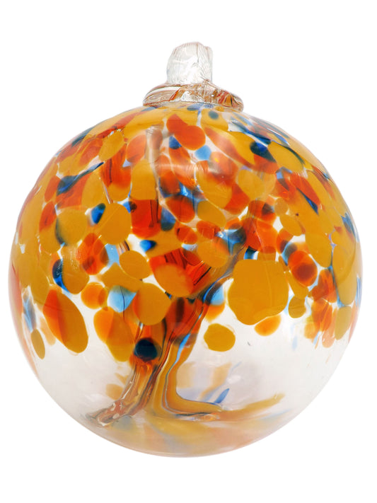 Rainbow Tree of Life Aura 4 Inch Hand Blown Decorative Glass Ornament