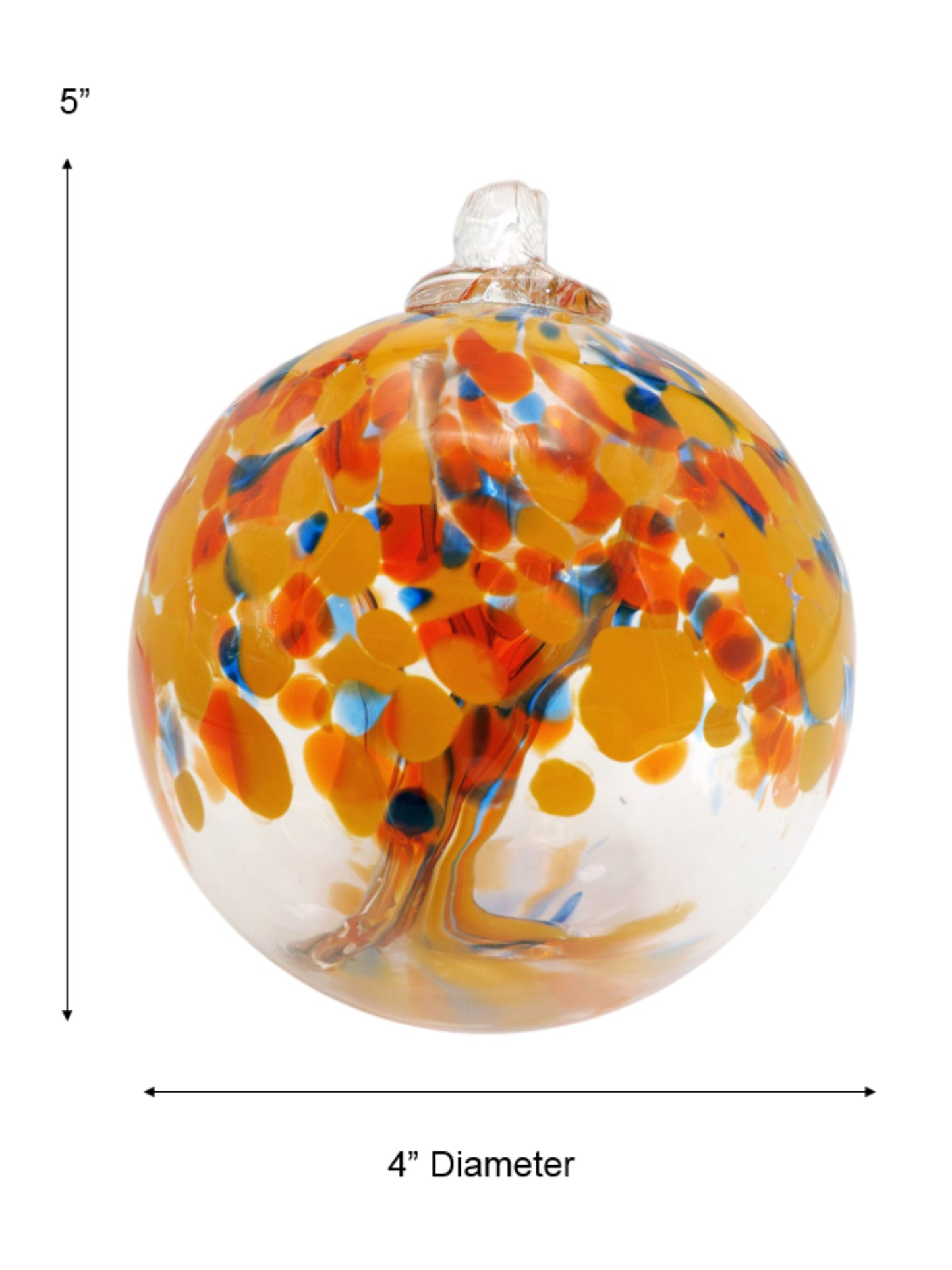 Rainbow Tree of Life Aura 4 Inch Hand Blown Decorative Glass Ornament