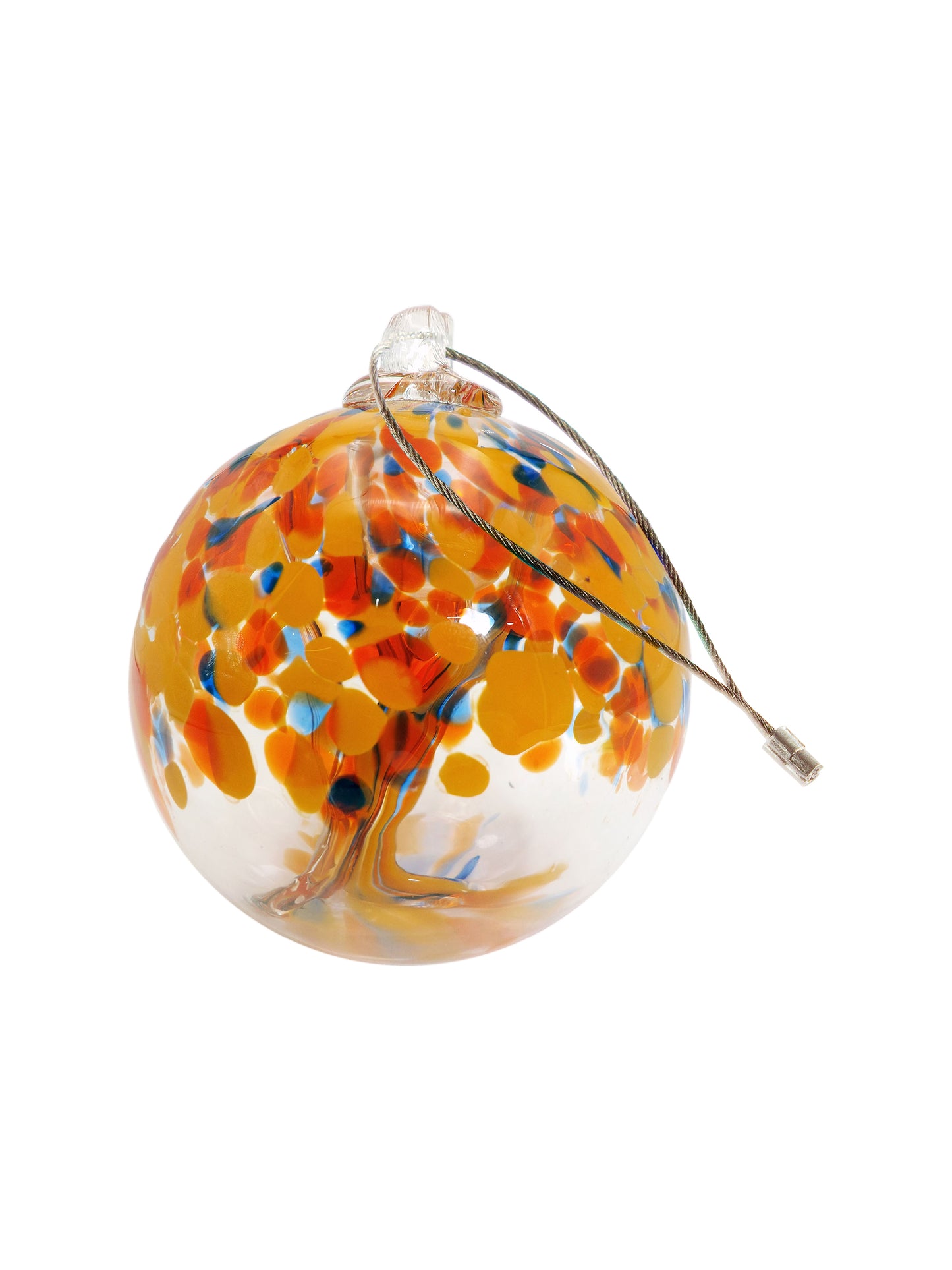 Rainbow Tree of Life Aura 4 Inch Hand Blown Decorative Glass Ornament