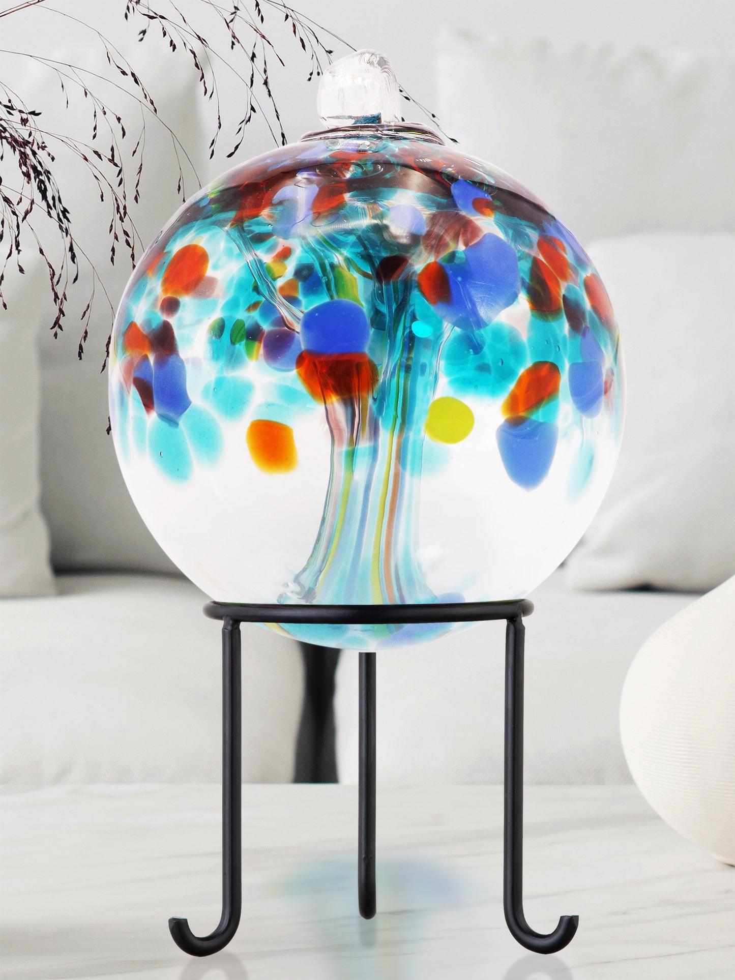 Rainbow Tree of Life Devotion 6 Inch Hand Blown Decorative Glass Ornament