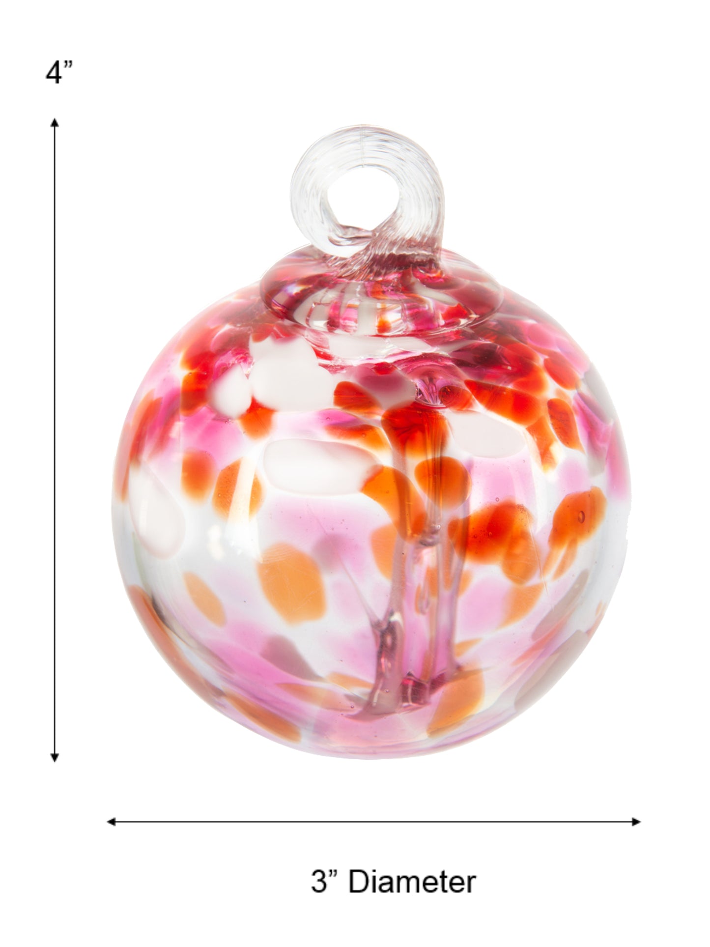 Rainbow Tree of Life Golden Pink 3 Inch Hand Blown Decorative Glass Ornament