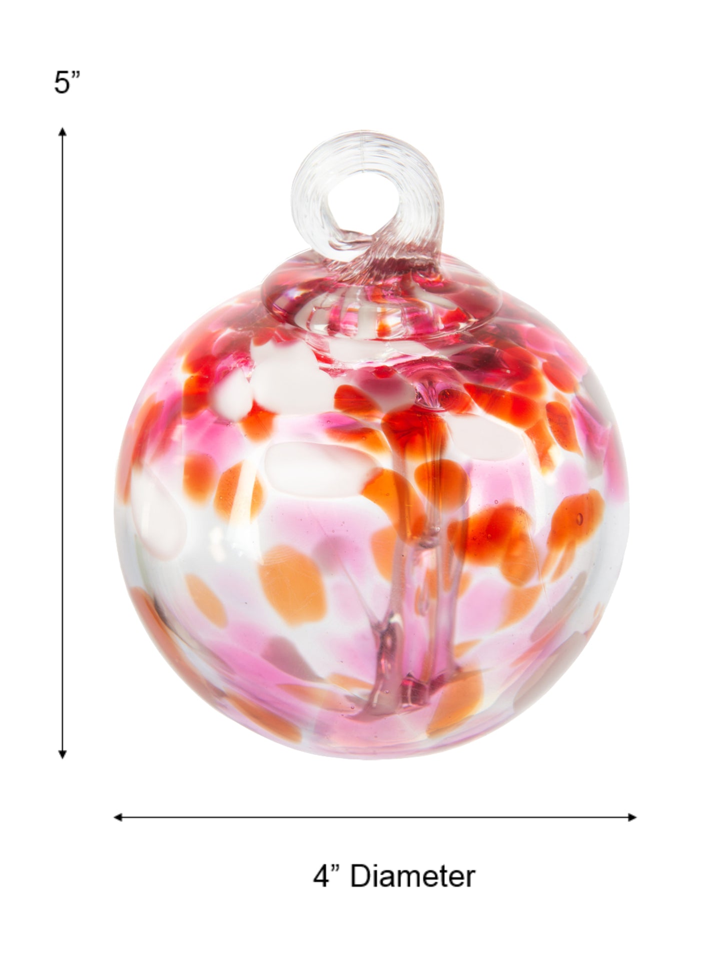 Rainbow Tree of Life Golden Pink 4 Inch Hand Blown Decorative Glass Ornament