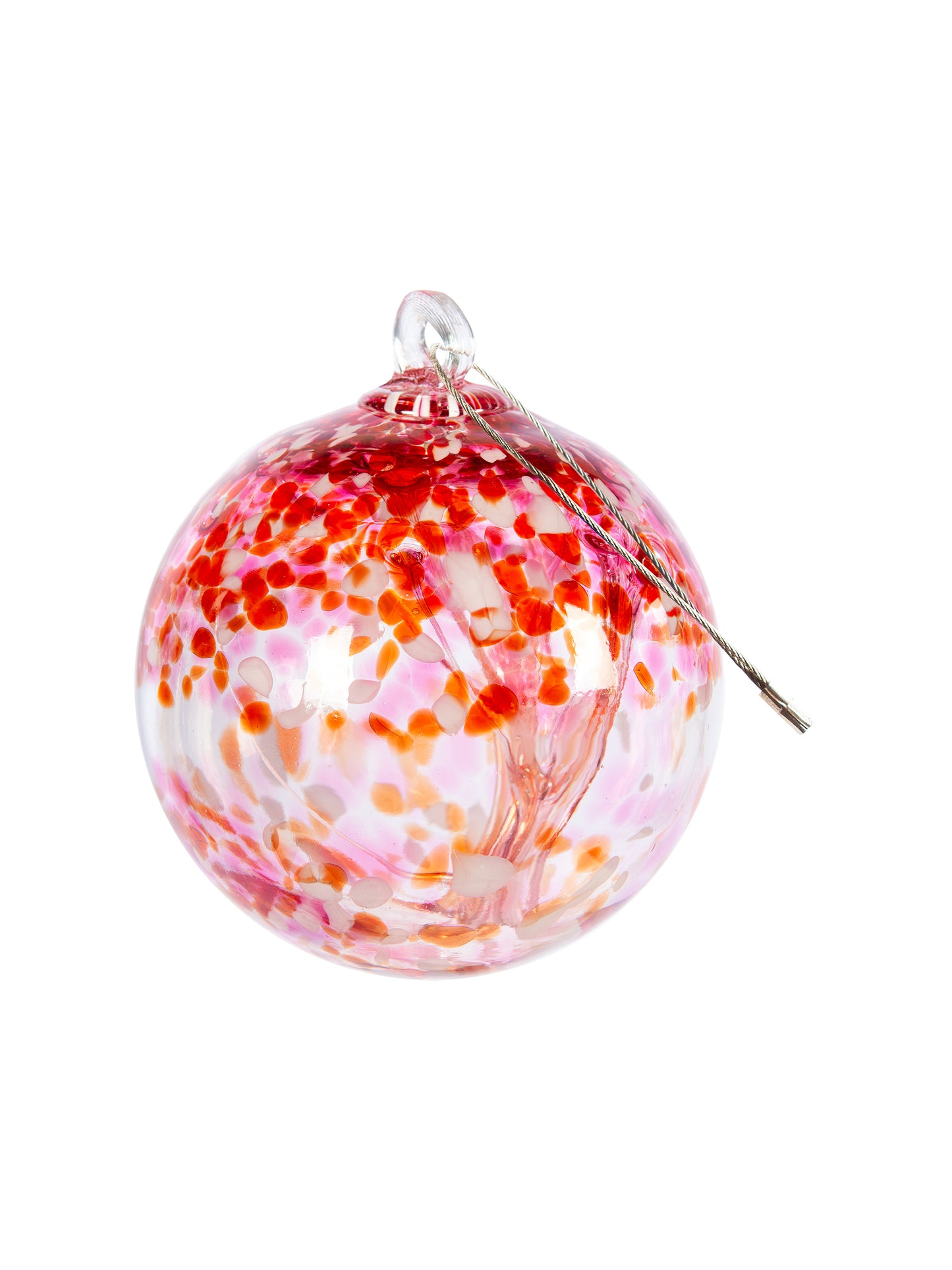 Rainbow Tree of Life Golden Pink 6 Inch Hand Blown Decorative Glass Ornament
