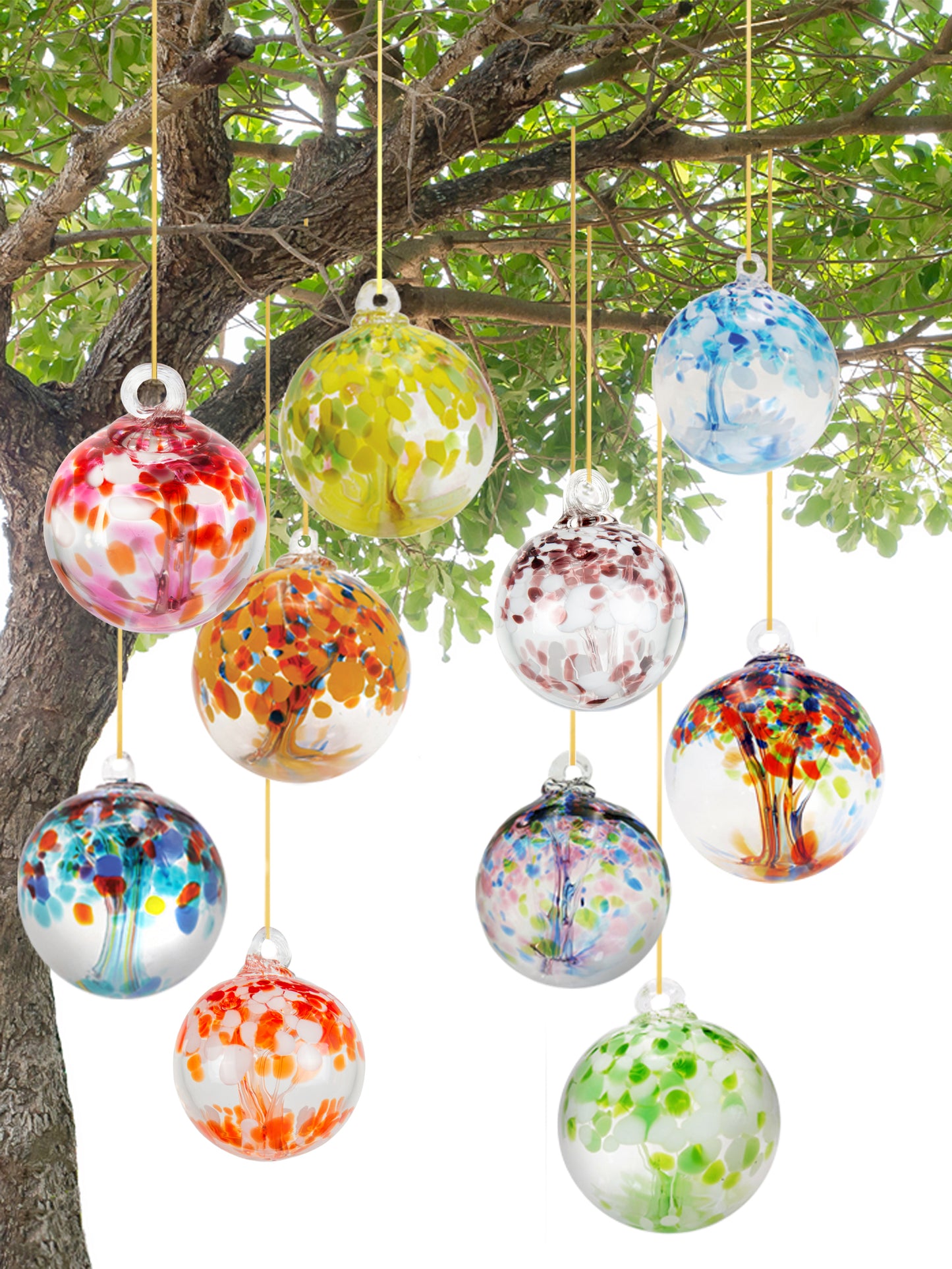 Rainbow Tree of Life Enchanted 3 Inch Hand Blown Decorative Glass Ornament