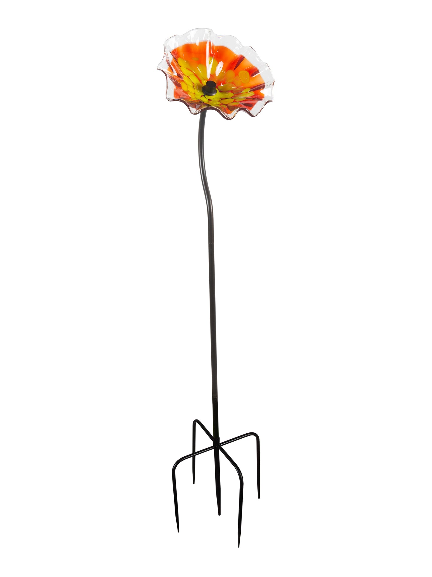 Fiore Bloom 9 Inch Red Hand Blown Art Glass Garden Stake
