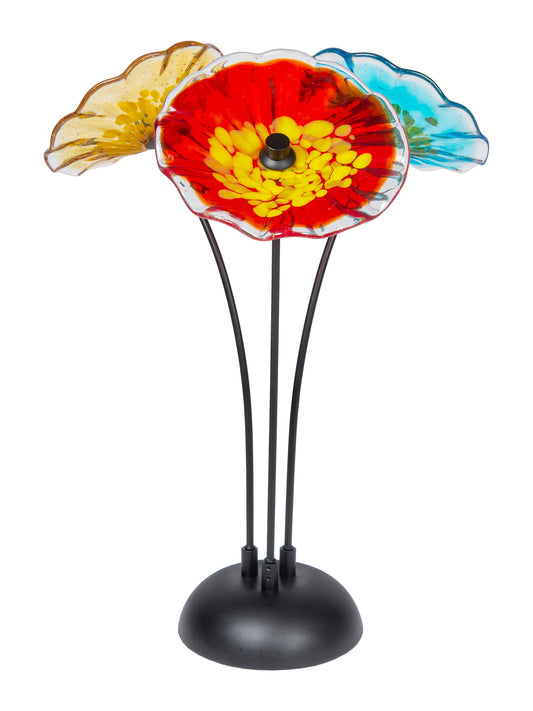 Fiore Bloom 3-Plate Hand Blown Art Glass Sculpture