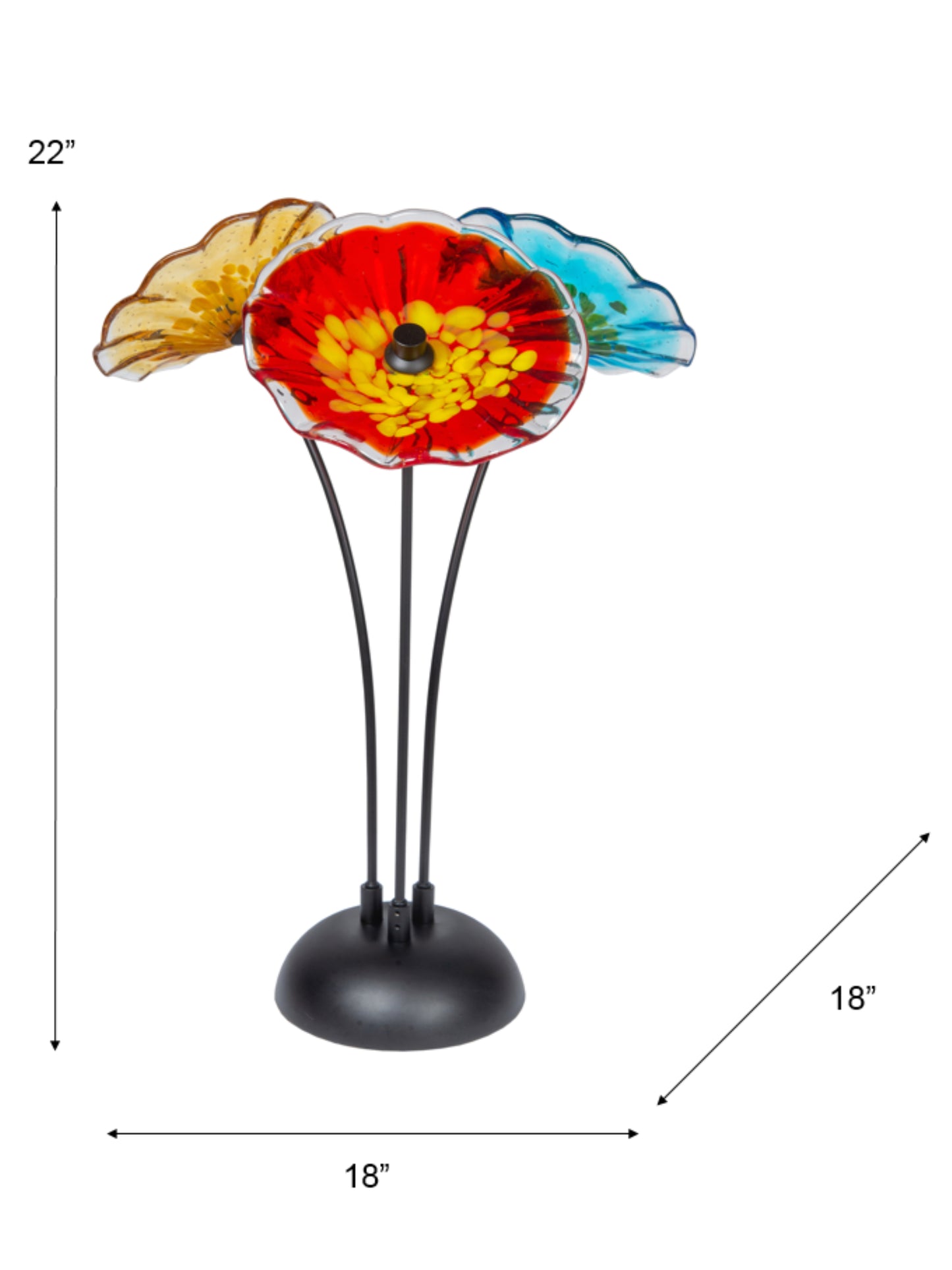 Fiore Bloom 3-Plate Hand Blown Art Glass Sculpture
