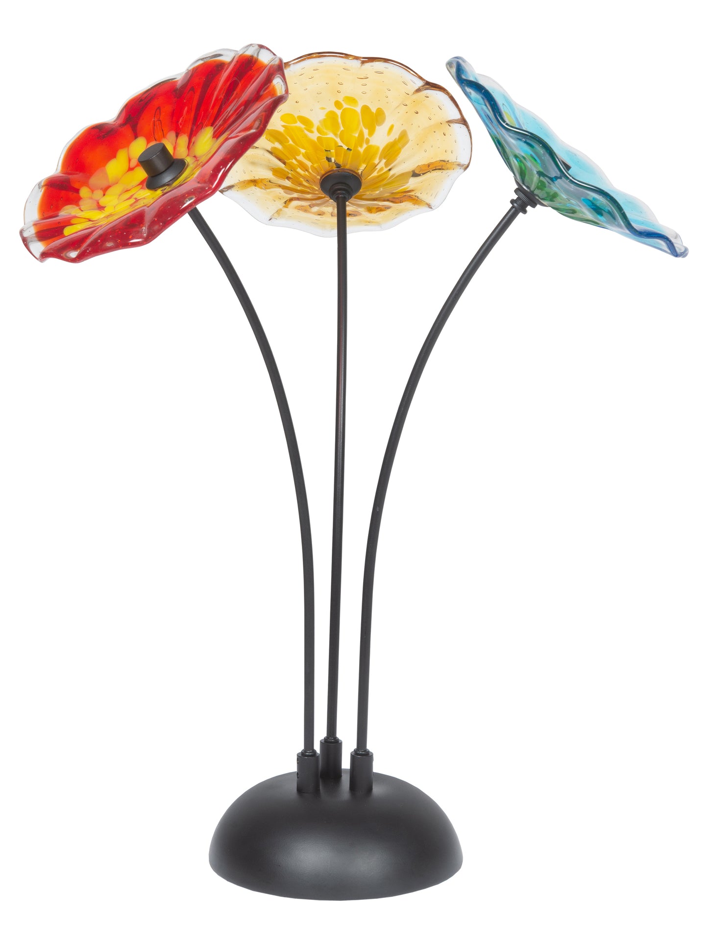 Fiore Bloom 3-Plate Hand Blown Art Glass Sculpture