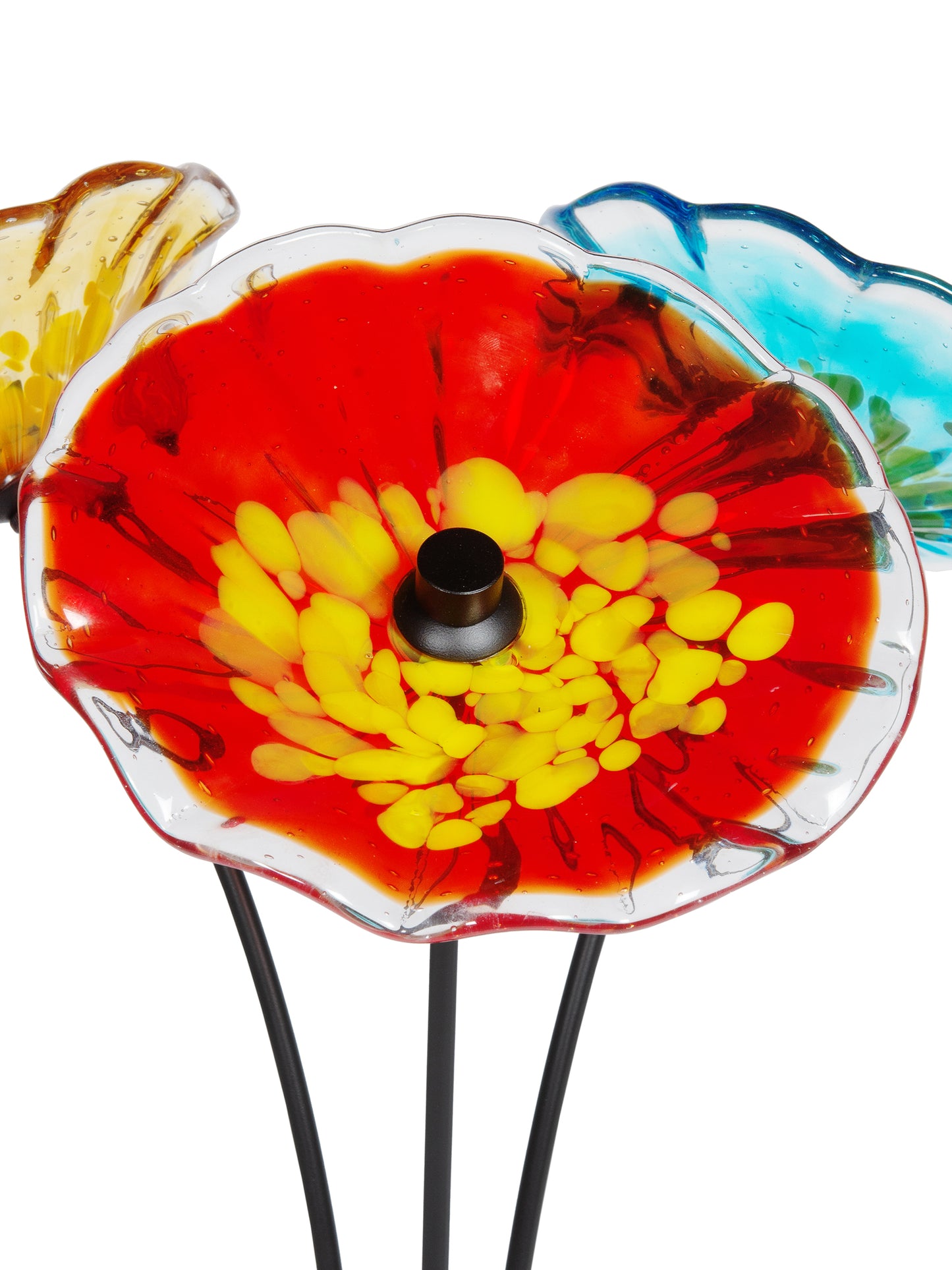 Fiore Bloom 3-Plate Hand Blown Art Glass Sculpture