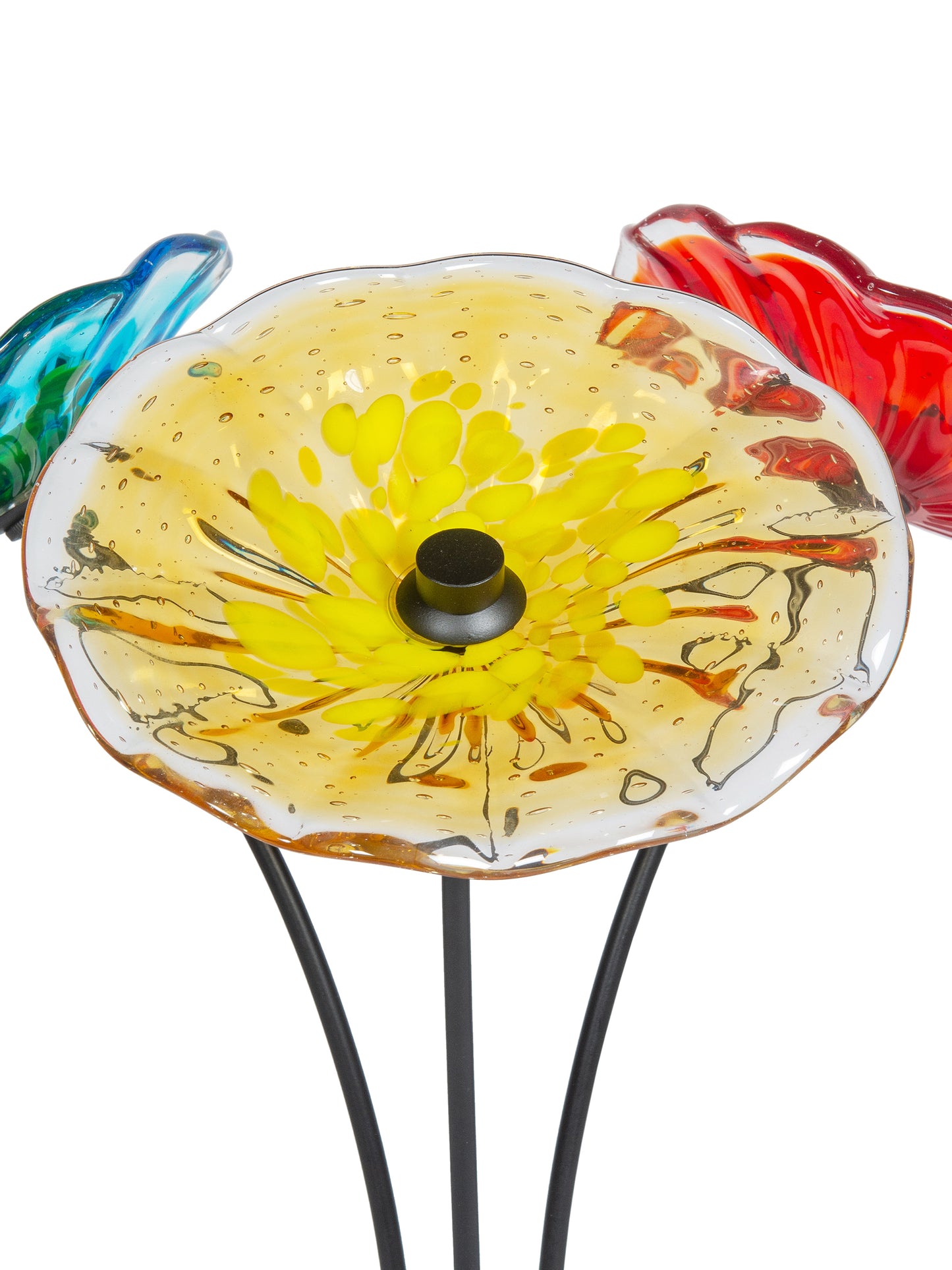 Fiore Bloom 3-Plate Hand Blown Art Glass Sculpture