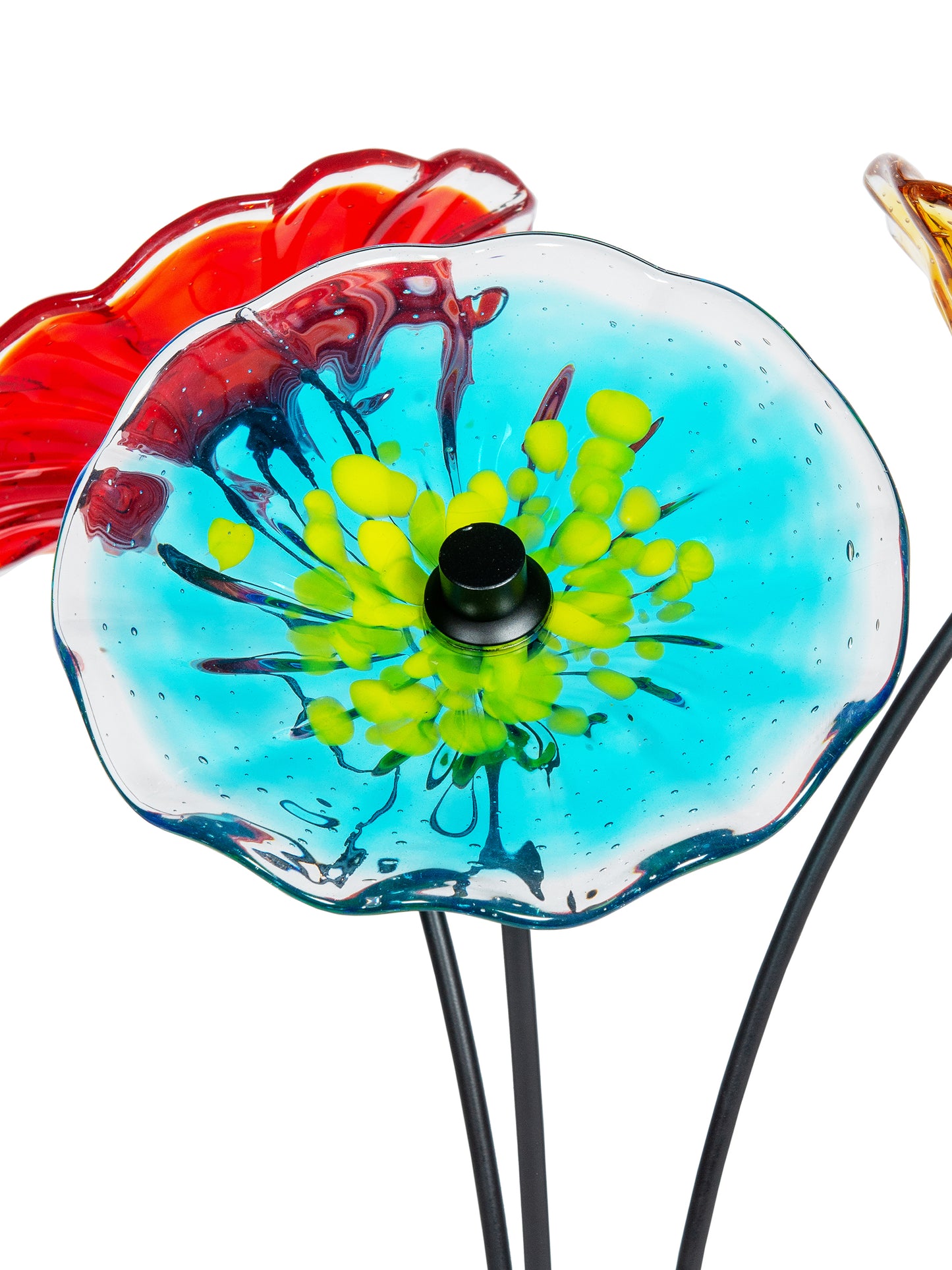 Fiore Bloom 3-Plate Hand Blown Art Glass Sculpture