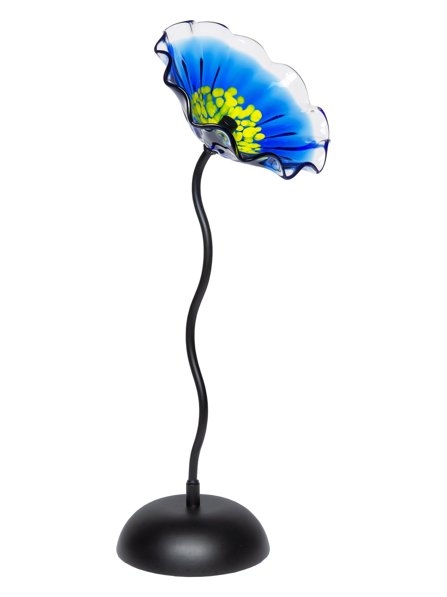 Fiore Bloom 9 Inch Blue Hand Blown Art Glass Sculpture