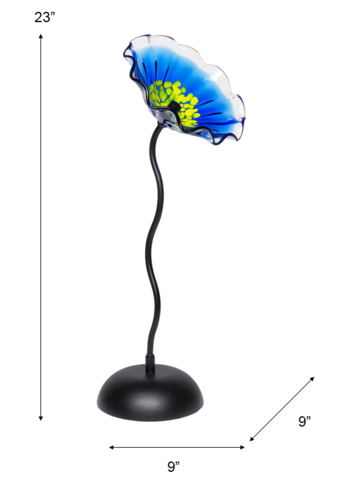 Fiore Bloom 9 Inch Blue Hand Blown Art Glass Sculpture