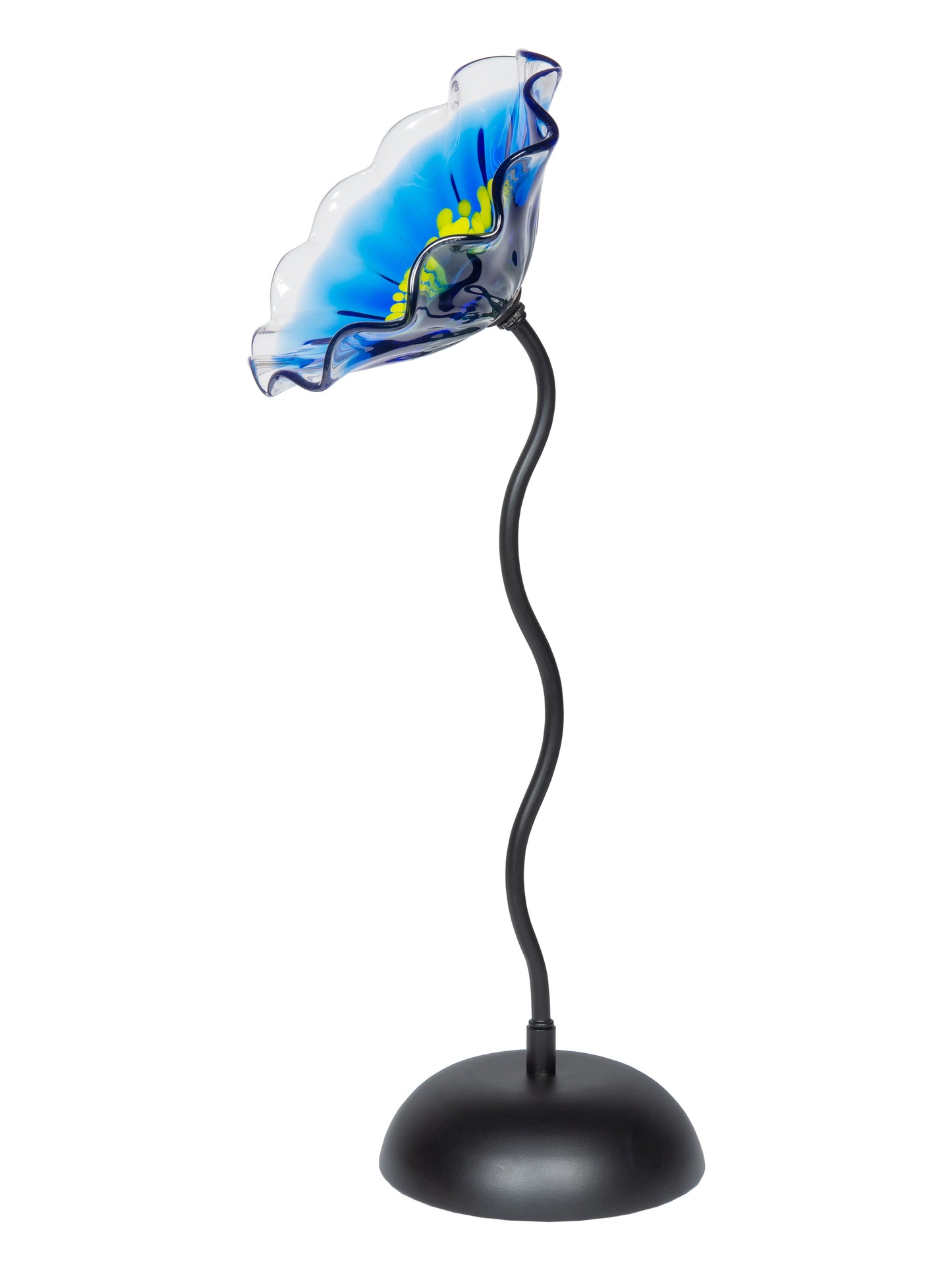 Fiore Bloom 9 Inch Blue Hand Blown Art Glass Sculpture