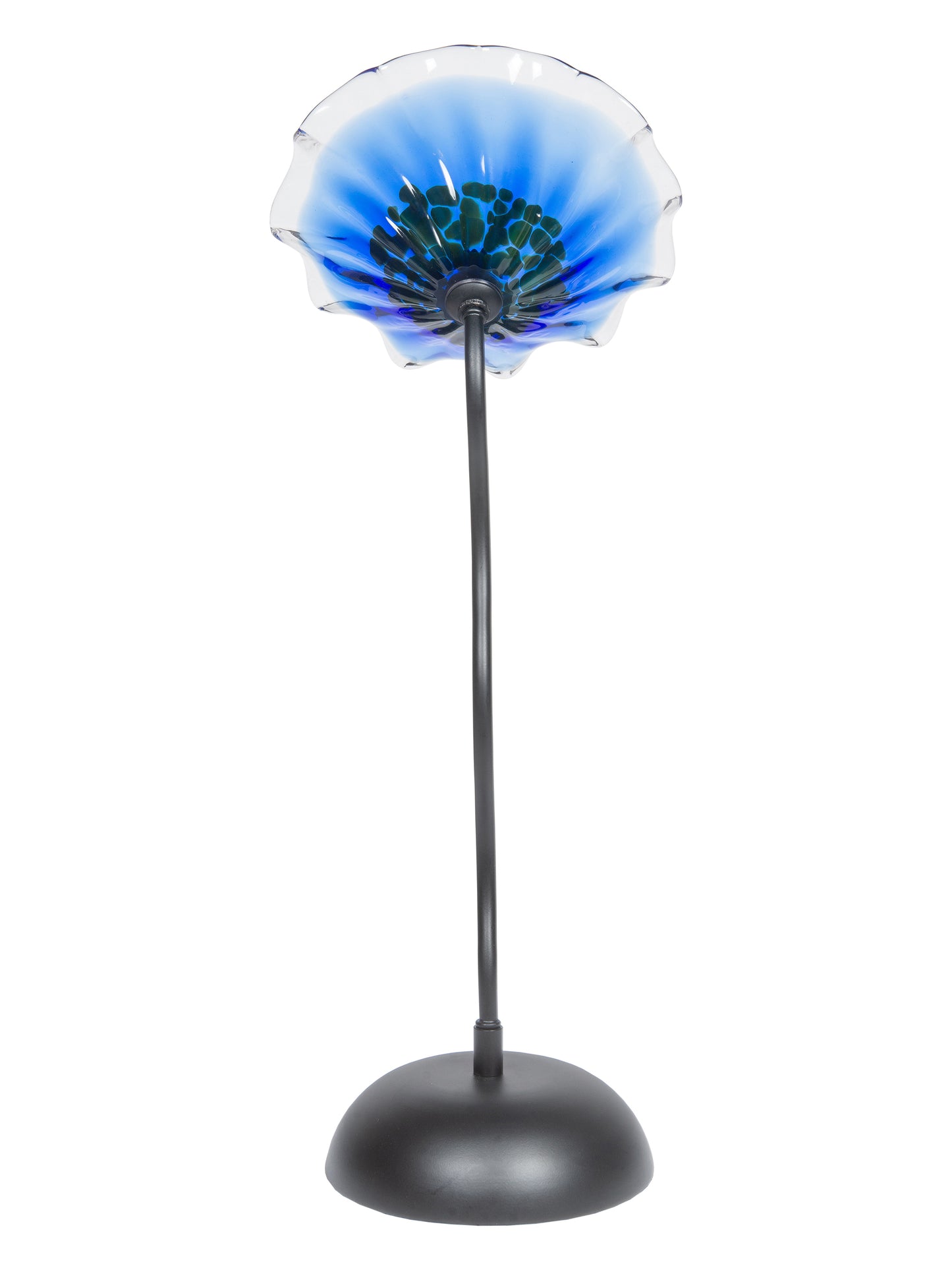 Fiore Bloom 9 Inch Blue Hand Blown Art Glass Sculpture