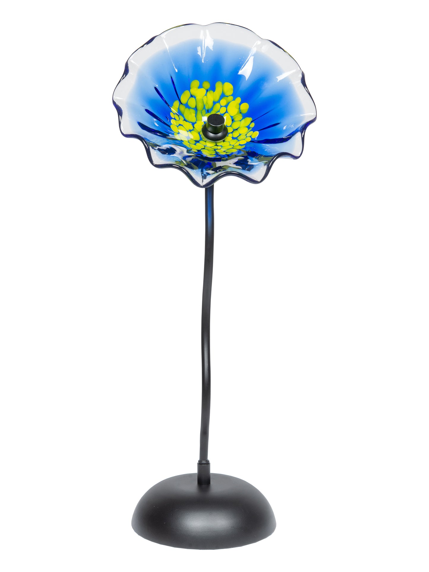 Fiore Bloom 9 Inch Blue Hand Blown Art Glass Sculpture