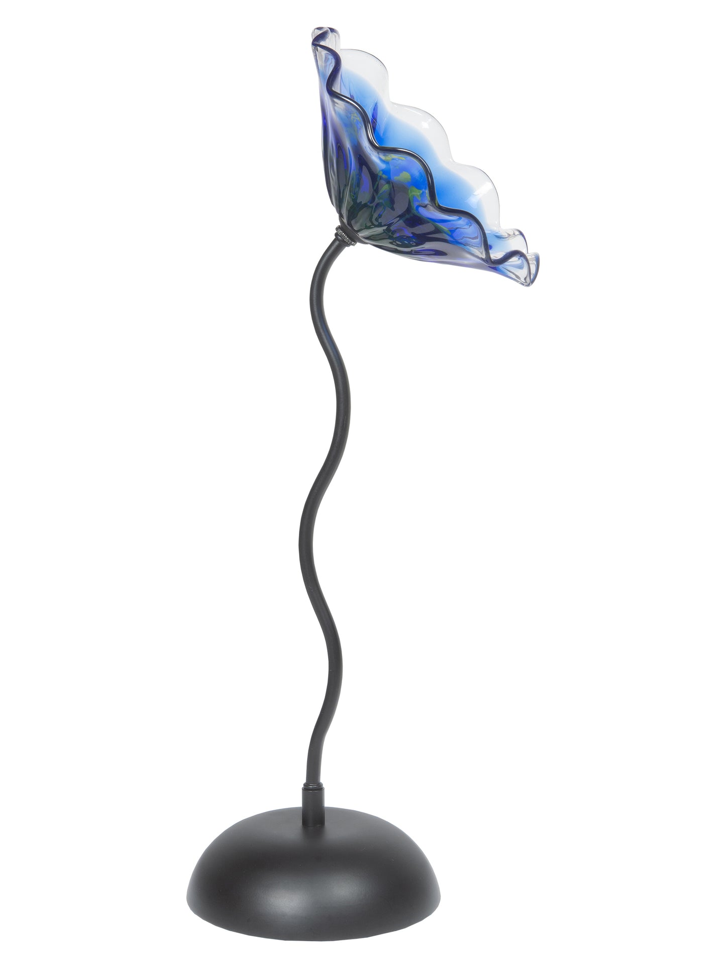 Fiore Bloom 9 Inch Blue Hand Blown Art Glass Sculpture