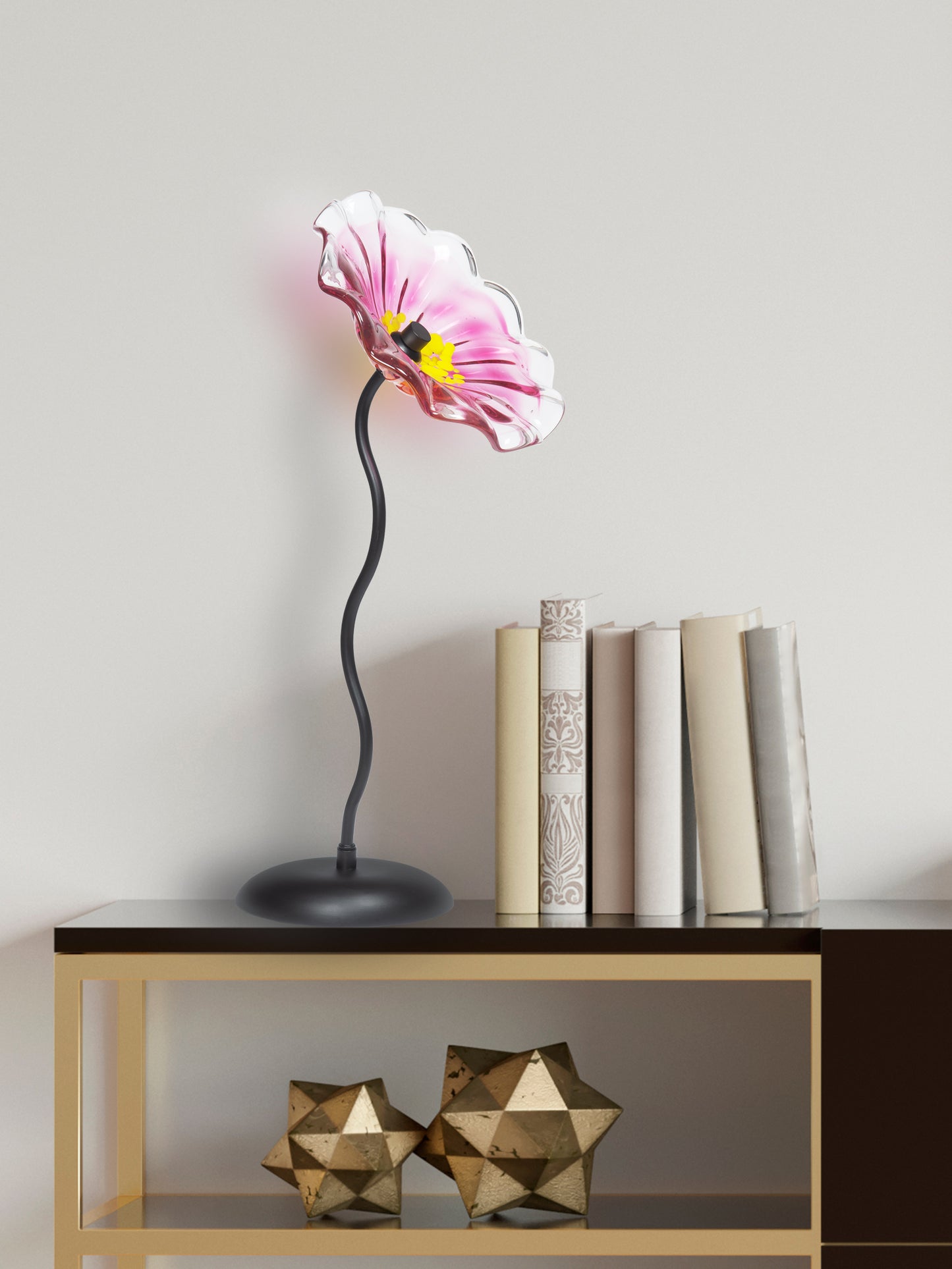 Fiore Bloom 9 Inch Pink Hand Blown Art Glass Sculpture