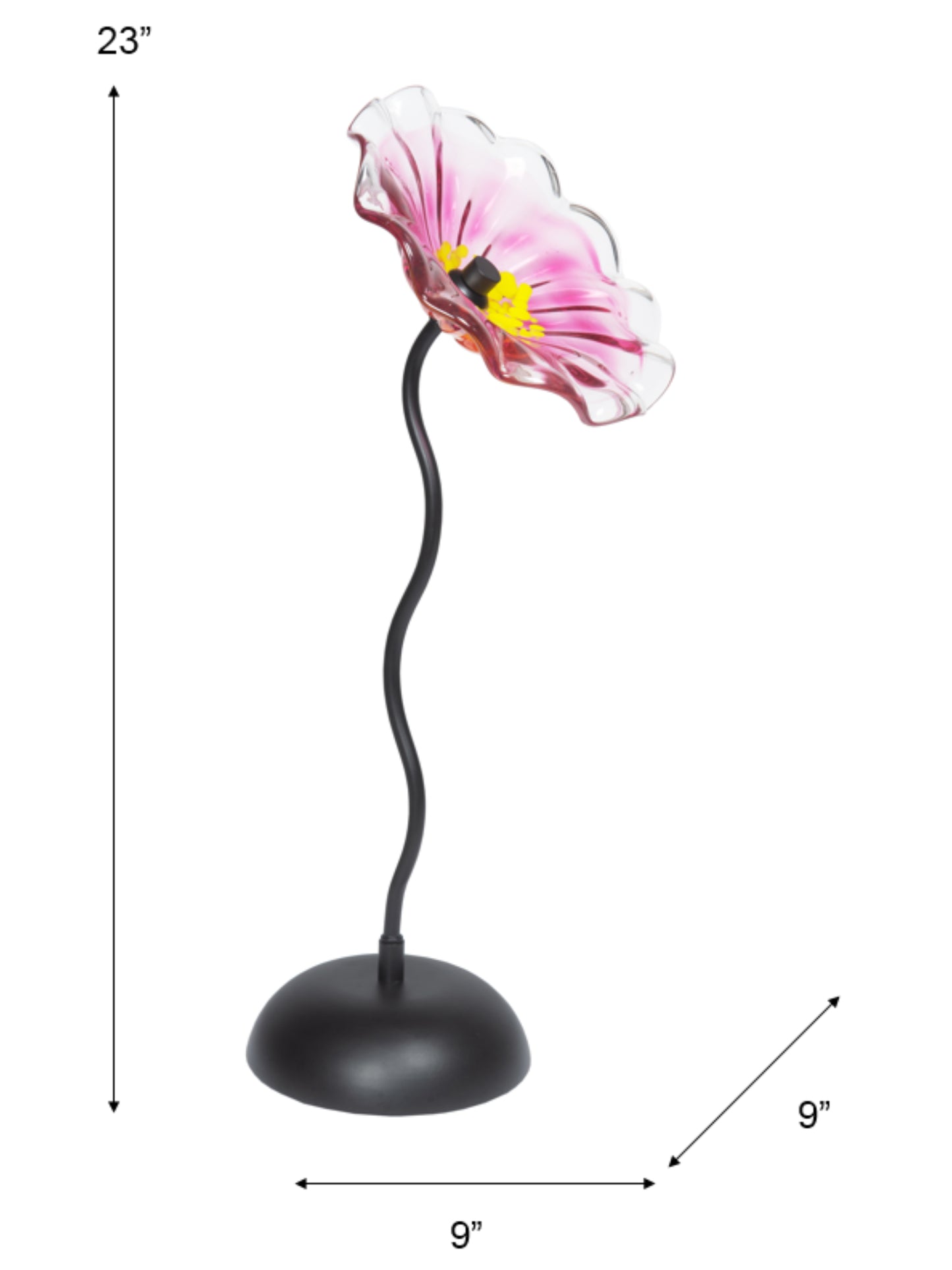 Fiore Bloom 9 Inch Pink Hand Blown Art Glass Sculpture