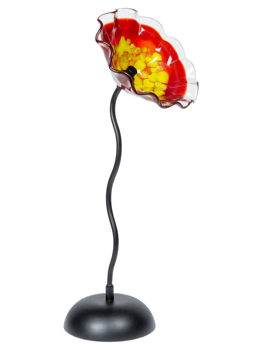 Fiore Bloom 9 Inch Red Hand Blown Art Glass Sculpture