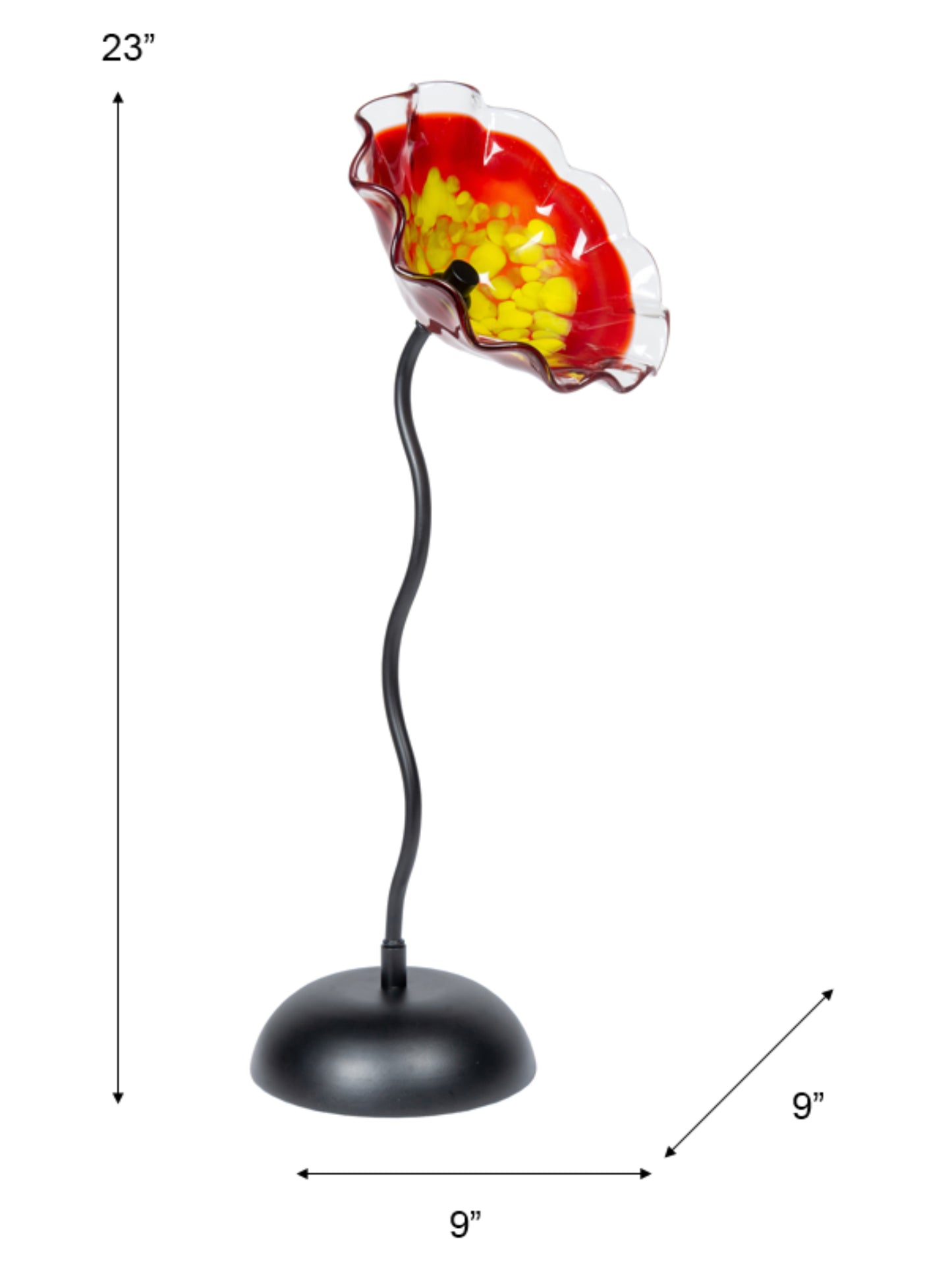 Fiore Bloom 9 Inch Red Hand Blown Art Glass Sculpture