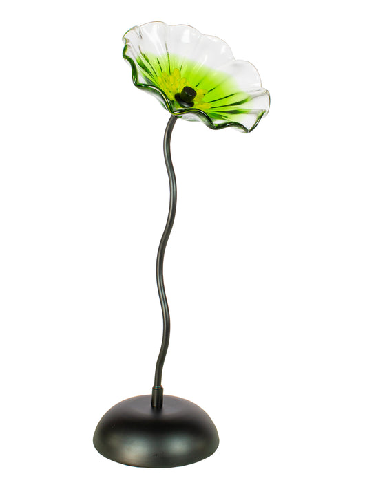 Fiore Bloom 9 Inch Green Hand Blown Art Glass Sculpture