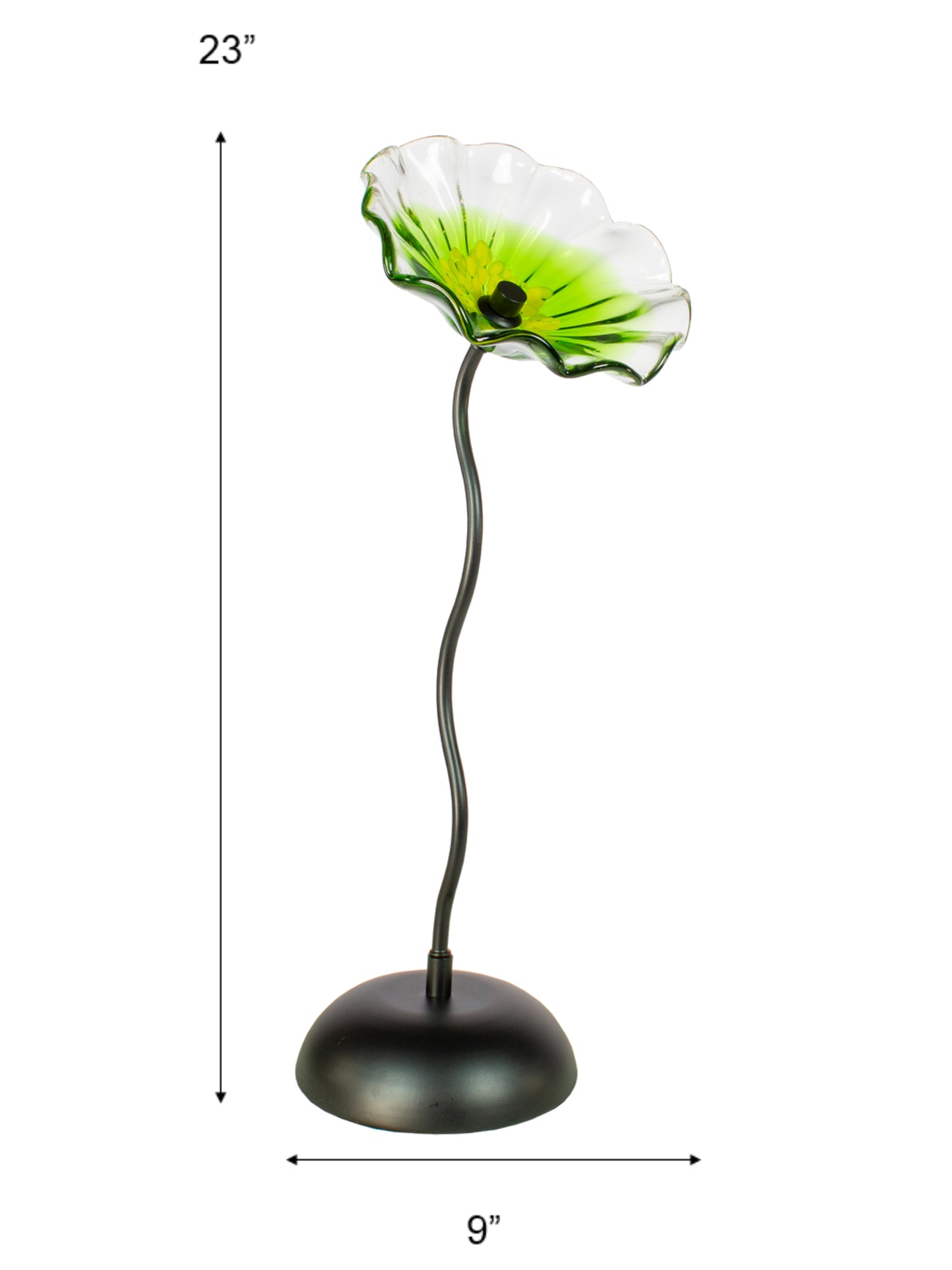 Fiore Bloom 9 Inch Green Hand Blown Art Glass Sculpture