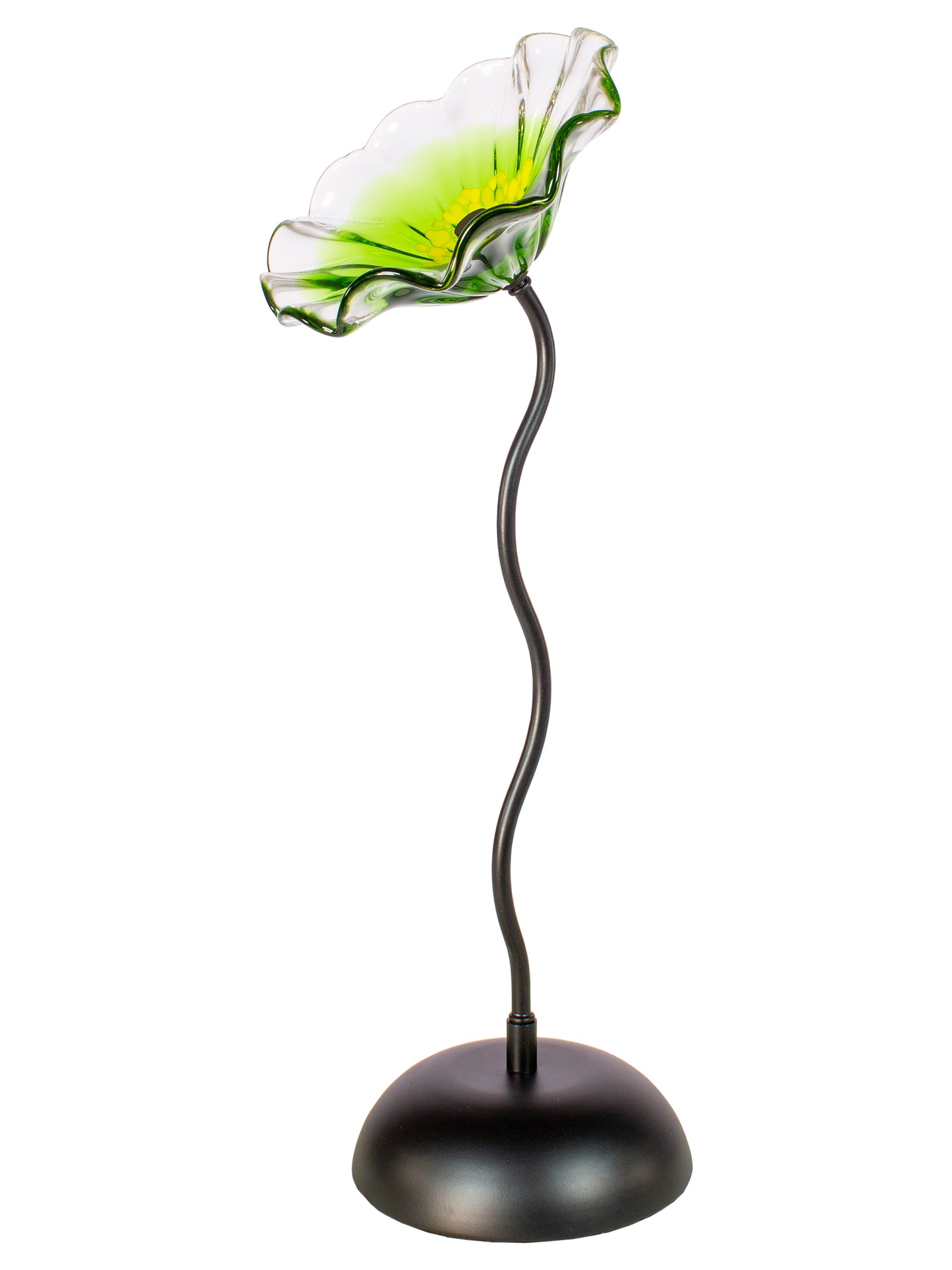 Fiore Bloom 9 Inch Green Hand Blown Art Glass Sculpture