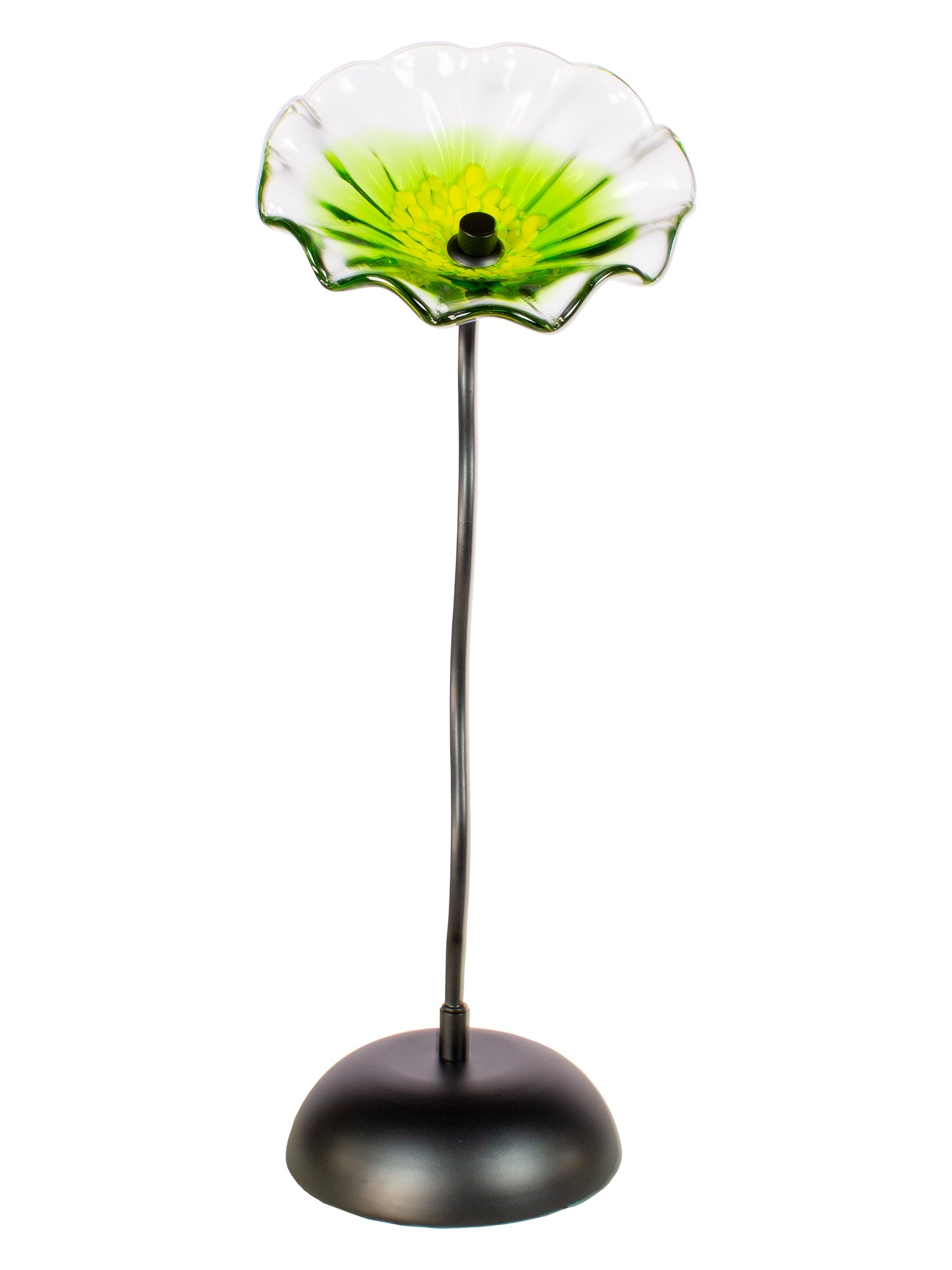 Fiore Bloom 9 Inch Green Hand Blown Art Glass Sculpture