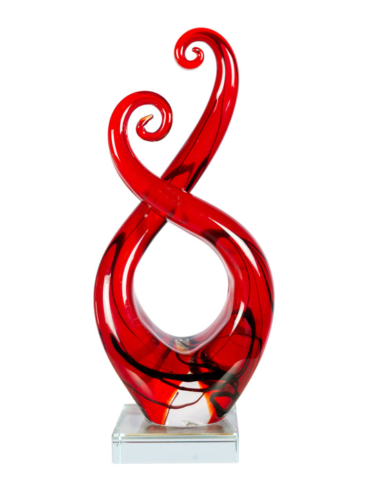 Crimson Infinity Handcrafted Art Glass Sculpture