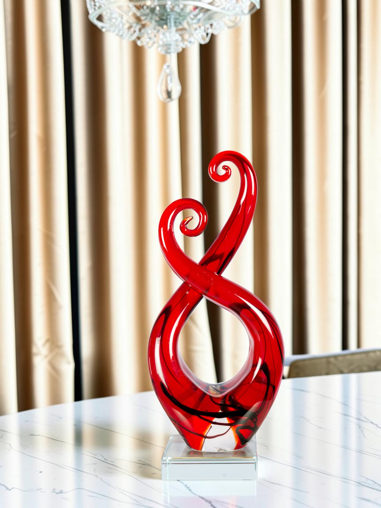 Crimson Infinity Handcrafted Art Glass Sculpture