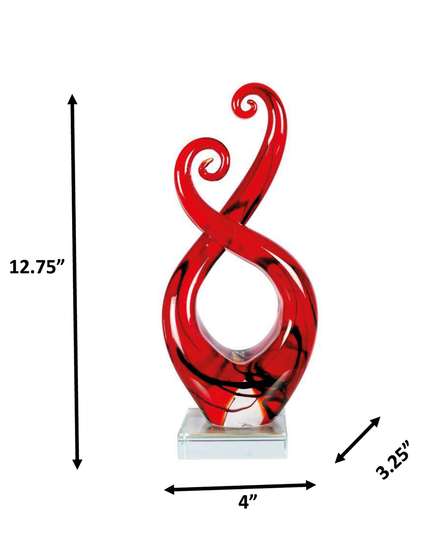 Crimson Infinity Handcrafted Art Glass Sculpture