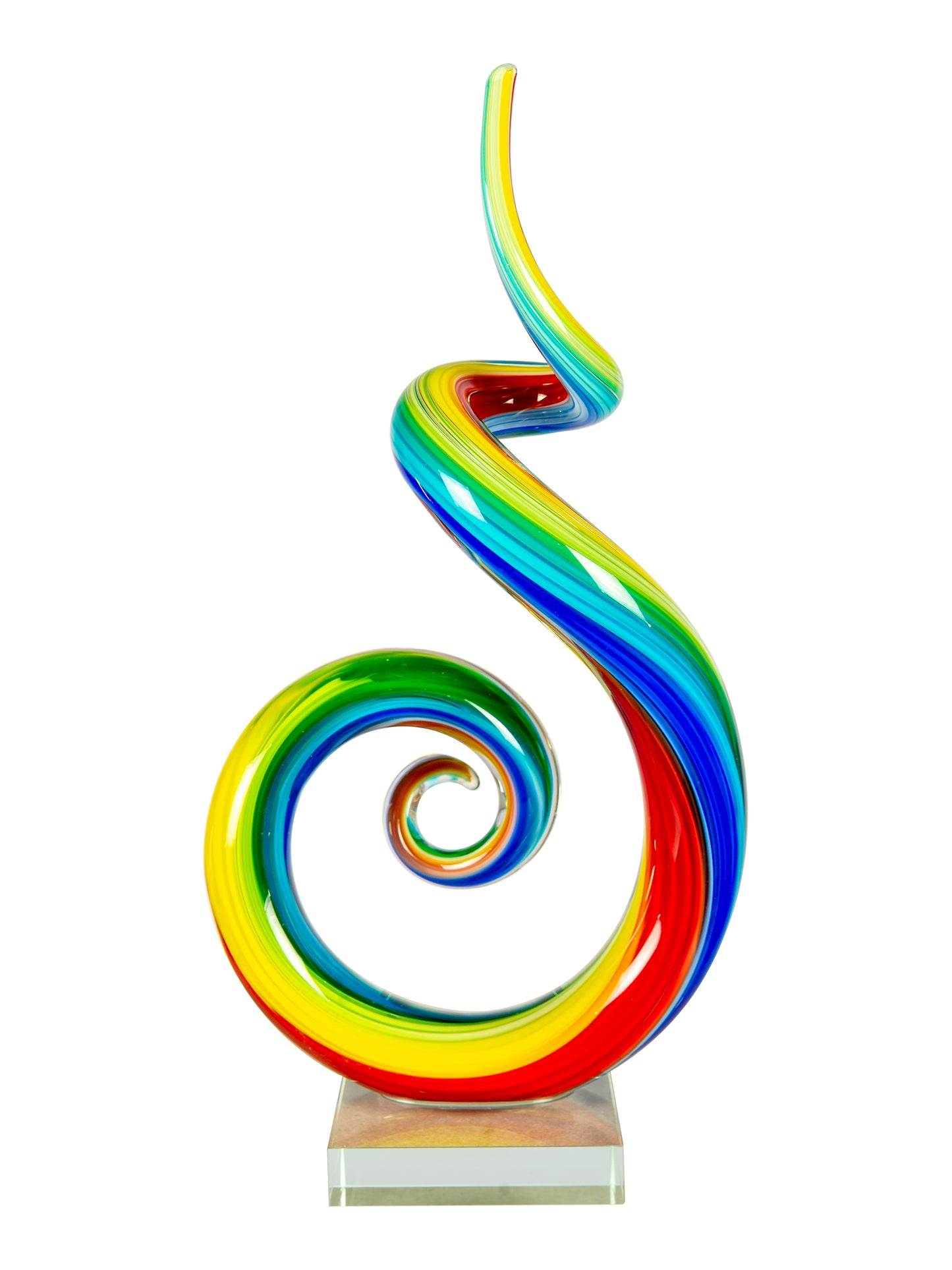 Rainbow Spiral Handcrafted Art Glass Sculpture