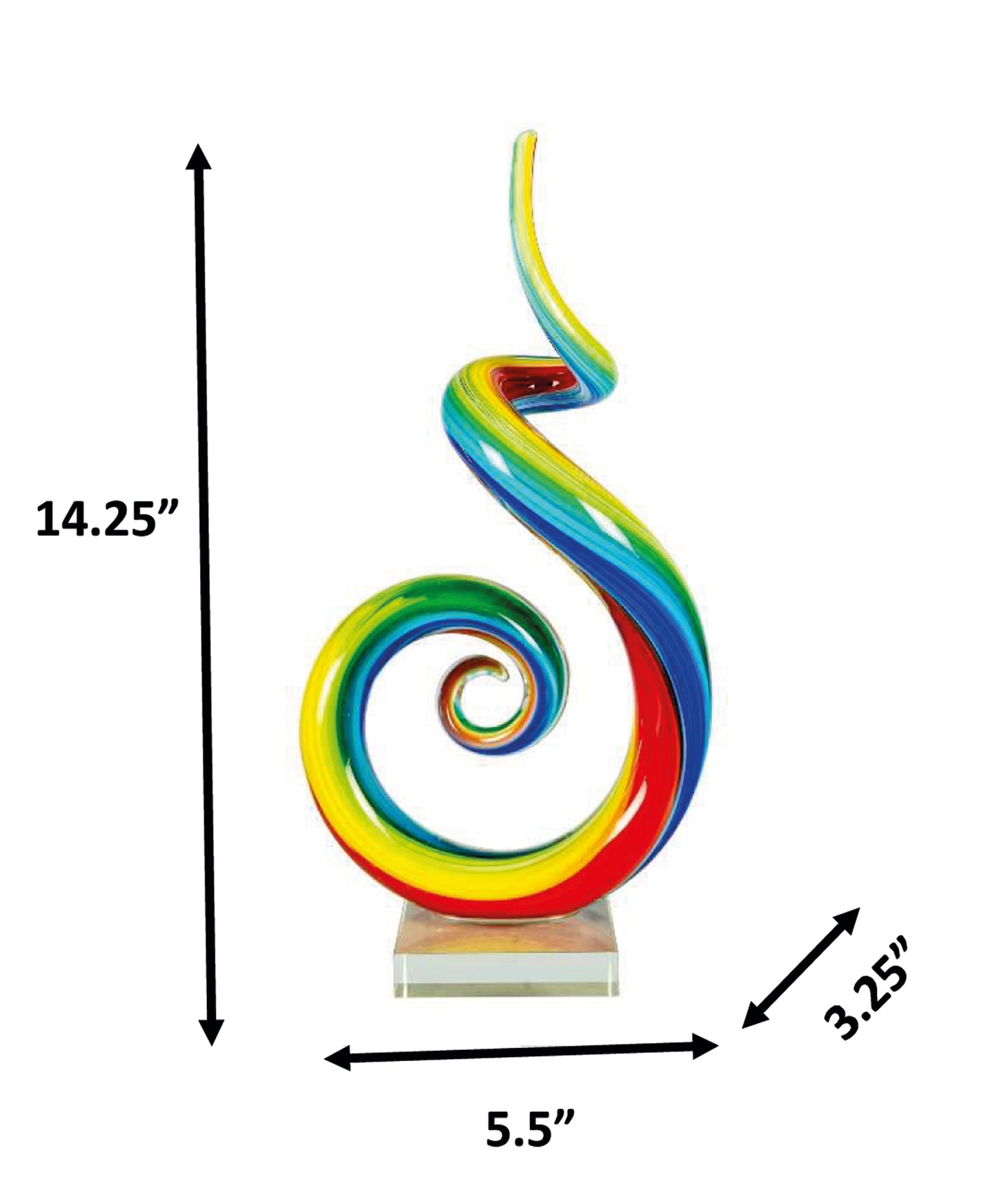 Rainbow Spiral Handcrafted Art Glass Sculpture