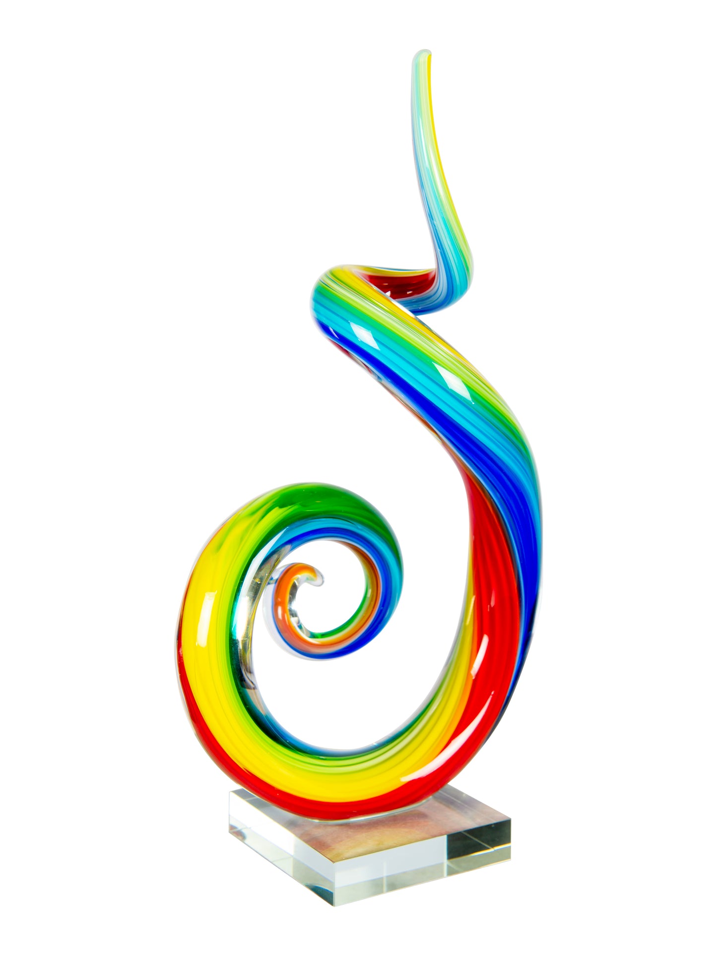 Rainbow Spiral Handcrafted Art Glass Sculpture