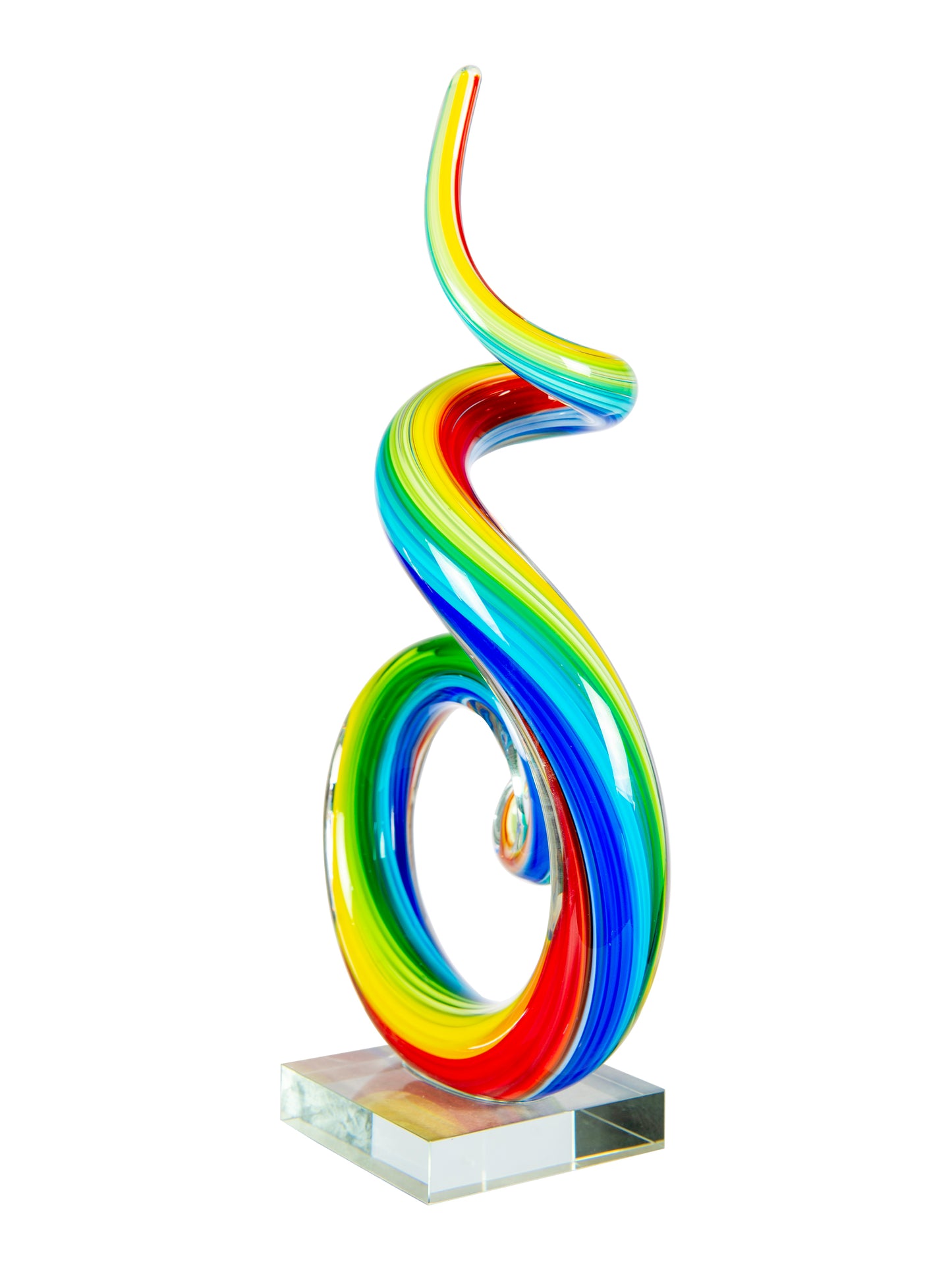 Rainbow Spiral Handcrafted Art Glass Sculpture