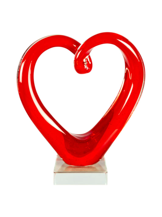 Ruby Heart Handcrafted Art Glass Sculpture