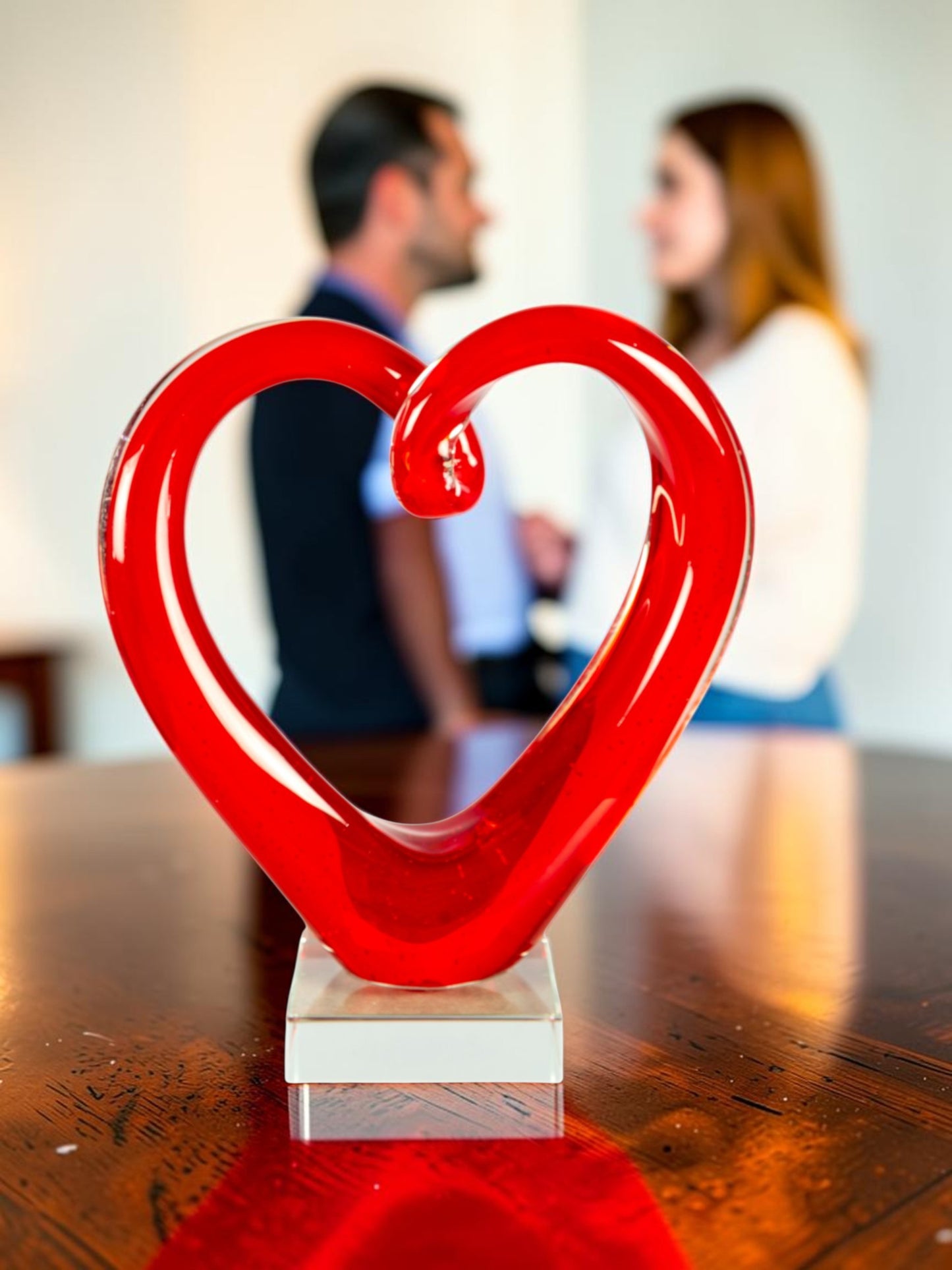 Ruby Heart Handcrafted Art Glass Sculpture