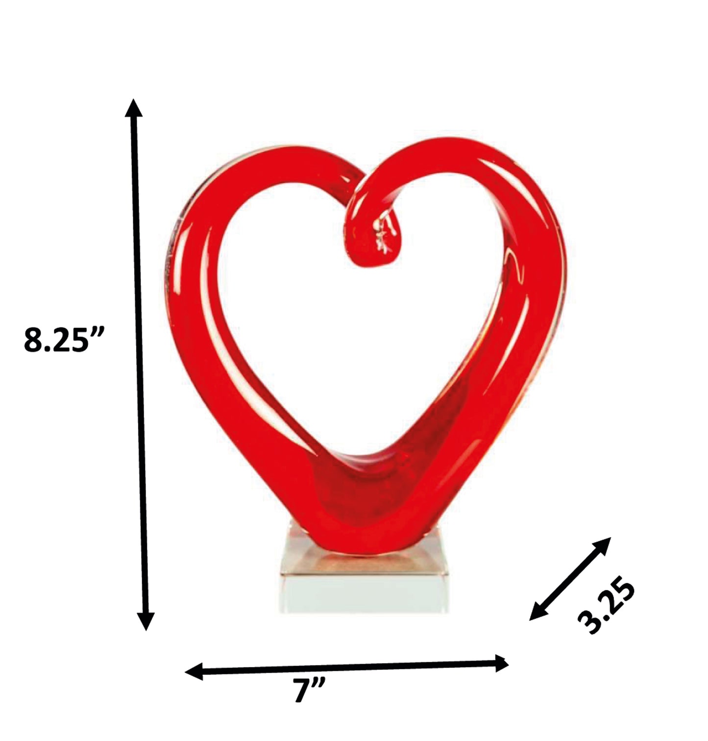 Ruby Heart Handcrafted Art Glass Sculpture