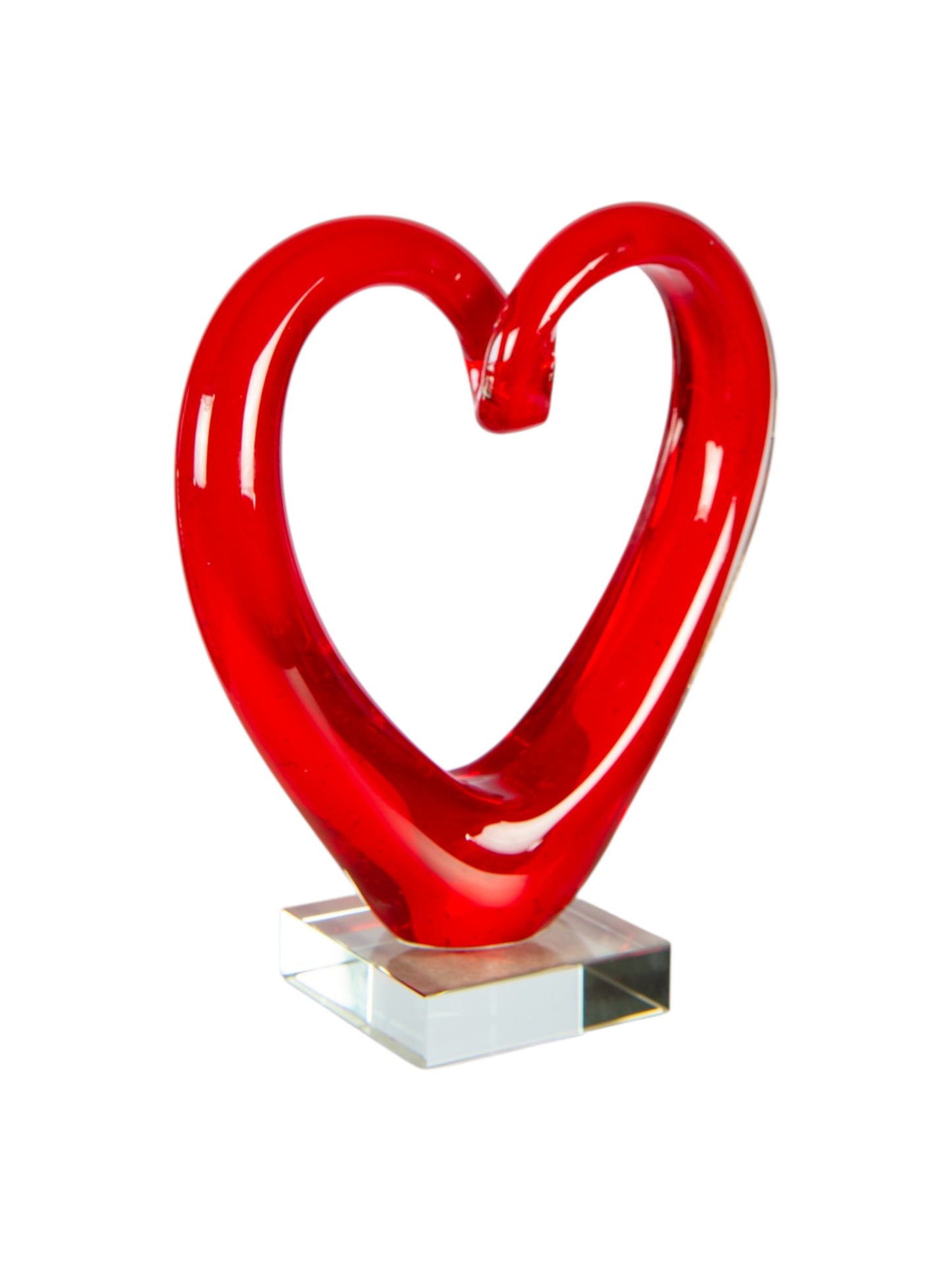 Ruby Heart Handcrafted Art Glass Sculpture