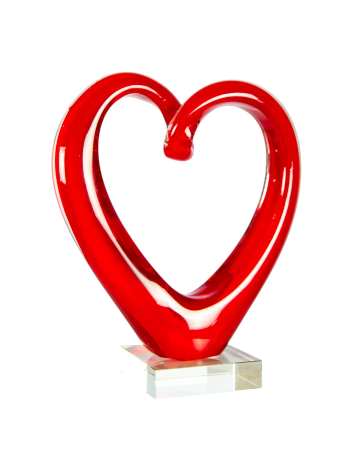 Ruby Heart Handcrafted Art Glass Sculpture