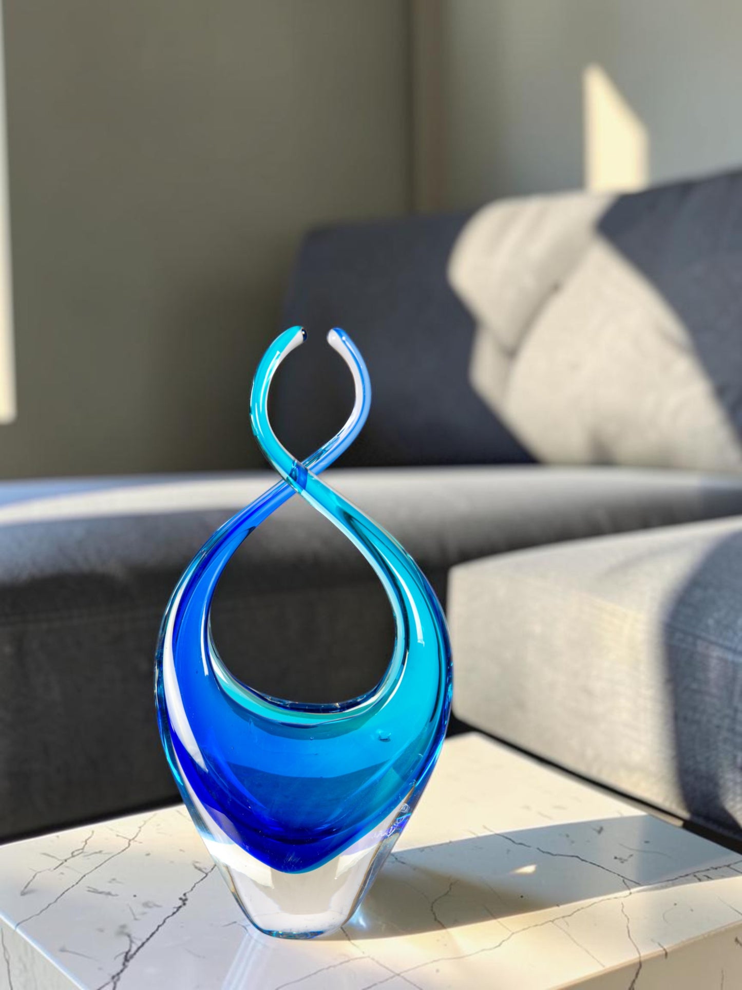 Azure Embrace Handcrafted Art Glass Sculpture
