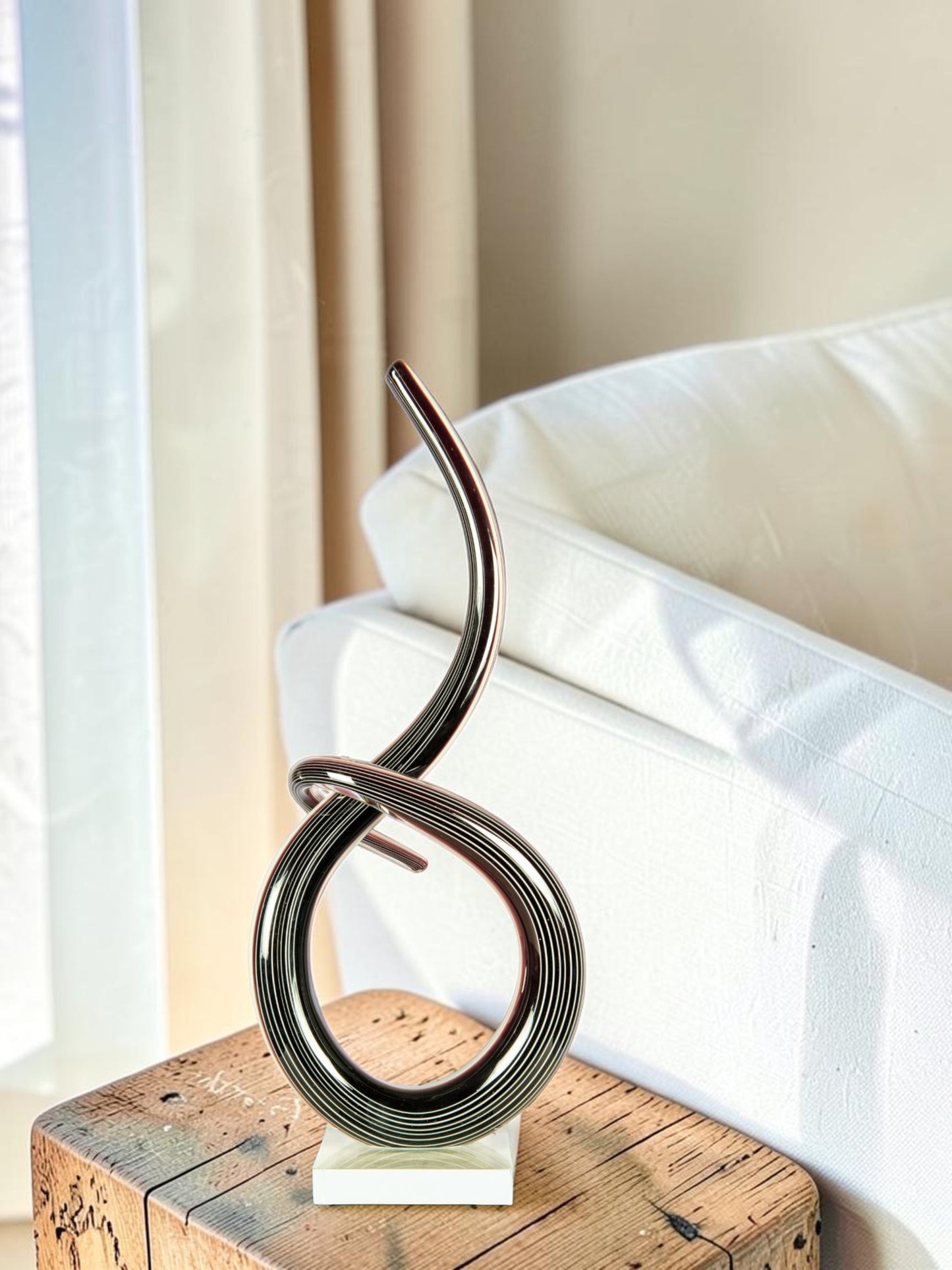 Midnight Spiral Handcrafted Art Glass Sculpture