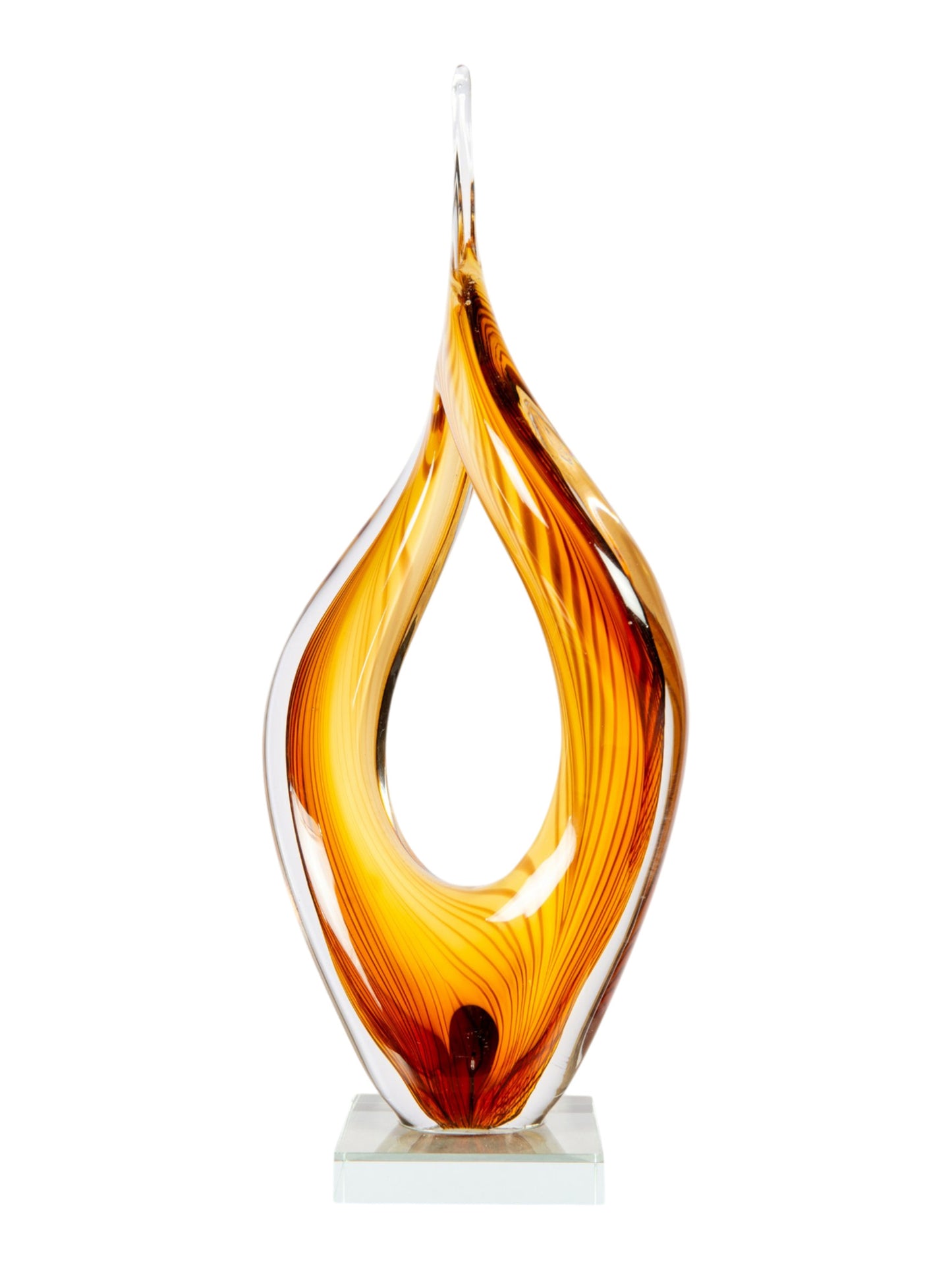 Golden Flame Handcrafted Art Glass Sculpture