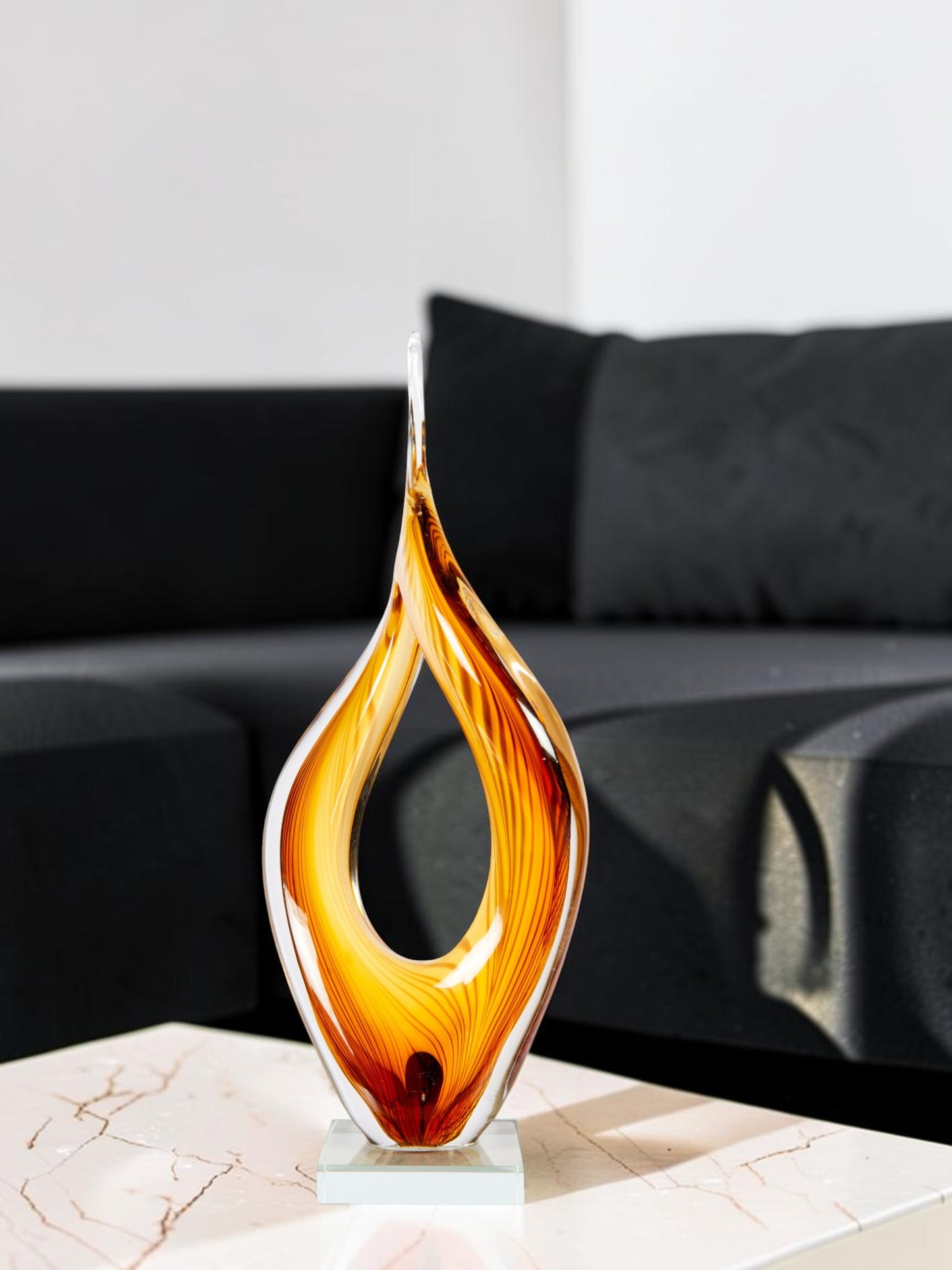 Golden Flame Handcrafted Art Glass Sculpture